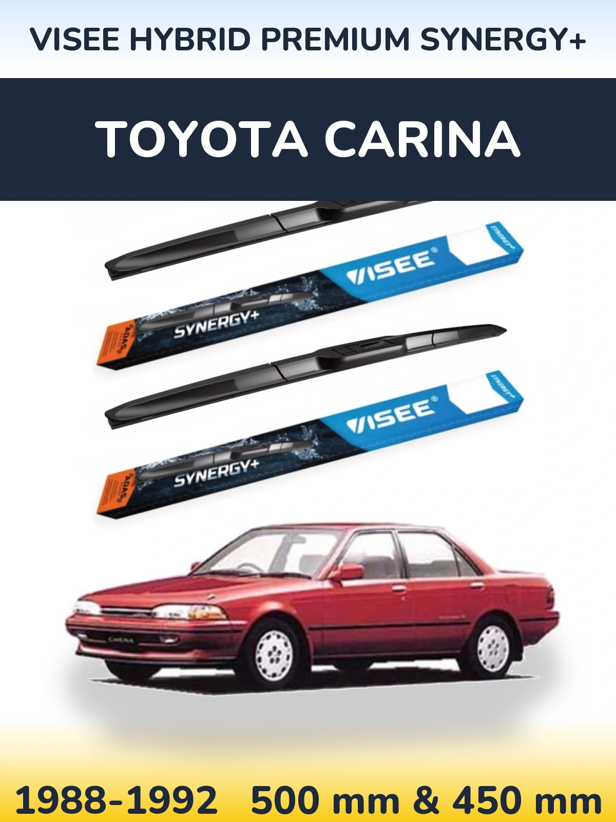 Комплект передних дворников VISEE HYBRID PREMIUM SYNERGY+ 500 & 450 мм для Toyota Carina 1988-1992