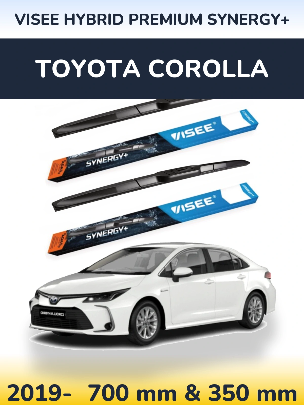 Комплект передних дворников VISEE HYBRID PREMIUM SYNERGY+ 700 & 350 мм для Toyota Corolla 2019-2026