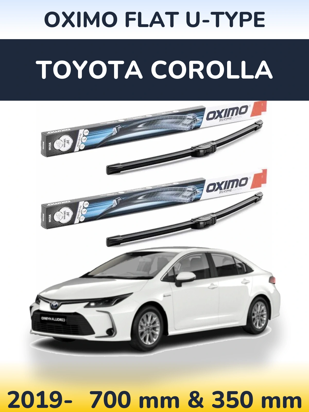 Komplet przednich wycieraczek Oximo Flat U-type 700 & 350 mm do Toyota Corolla 2019-2026