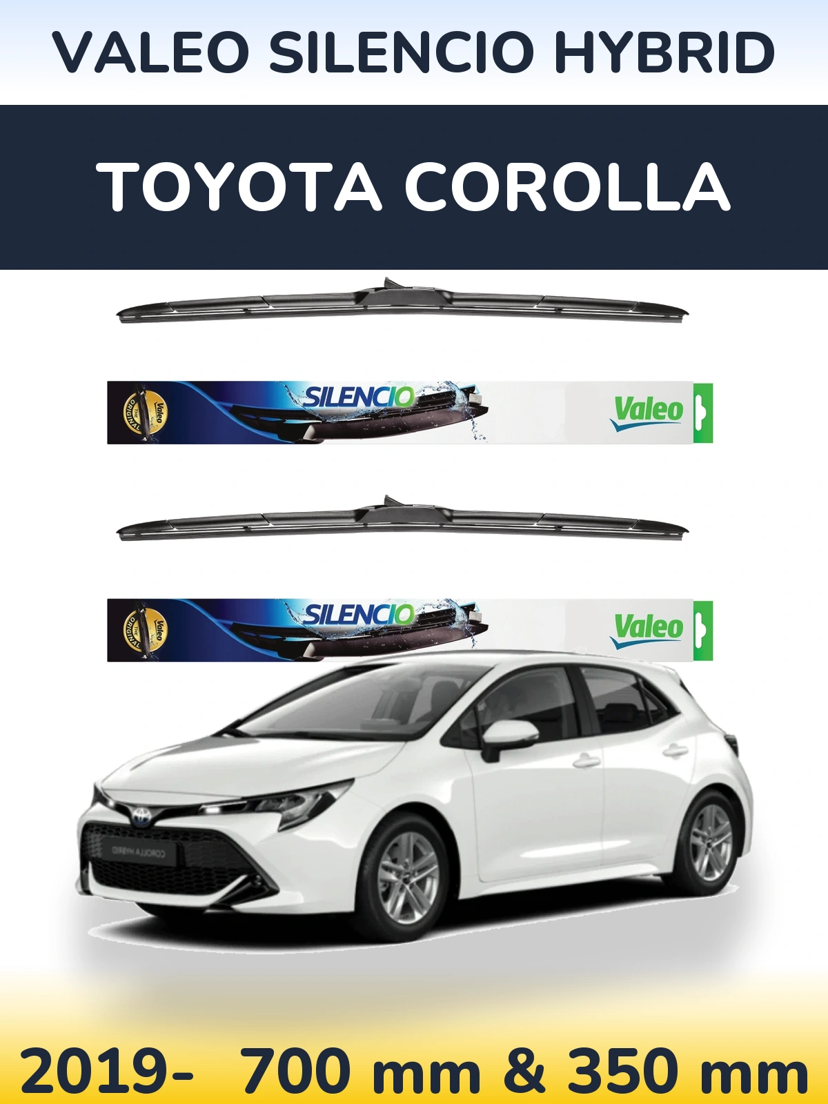 Komplet przednich wycieraczek Valeo Silencio Hybrid 700 & 350 mm do Toyota Corolla 2019-2026