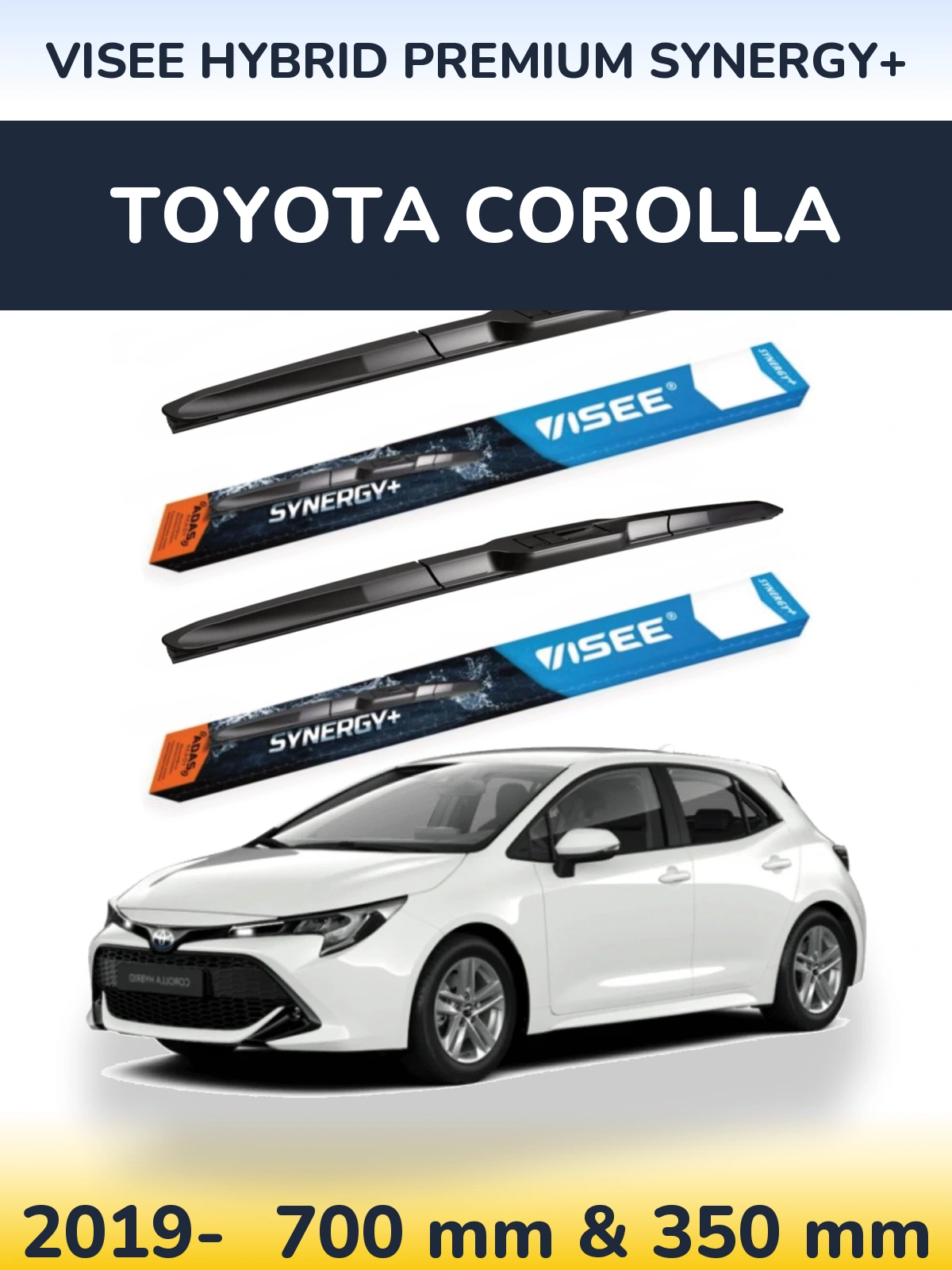 Komplet przednich wycieraczek VISEE HYBRID PREMIUM SYNERGY+ 700 & 350 mm do Toyota Corolla 2019-2026