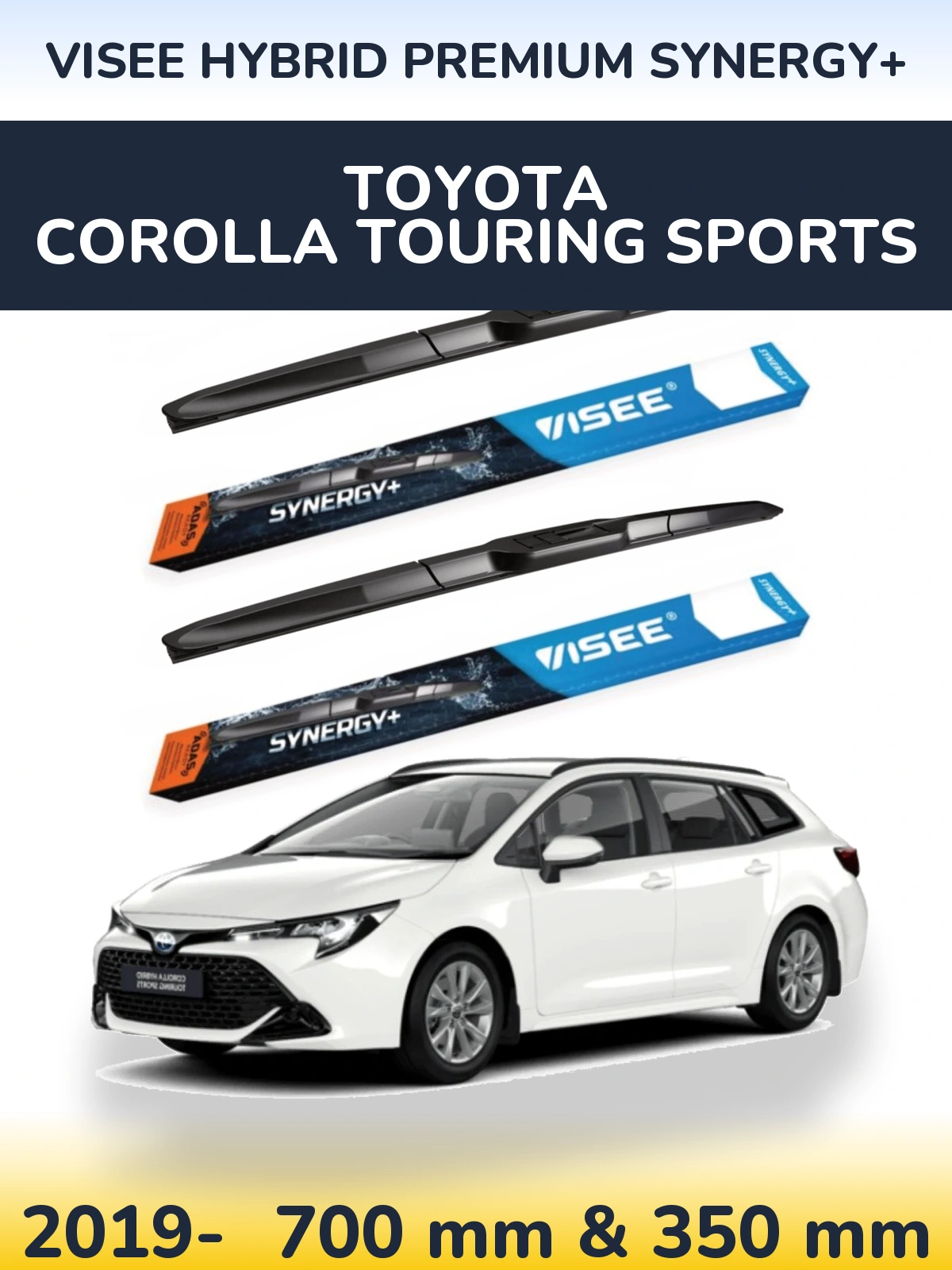 Komplet przednich wycieraczek VISEE HYBRID PREMIUM SYNERGY+ 700 & 350 mm do Toyota Corolla Touring Sports 2019-2026