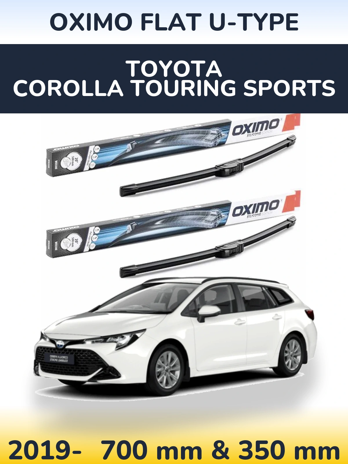 Front wiper blade set Oximo Flat U-type 700 & 350 mm for Toyota Corolla Touring Sports 2019-2026