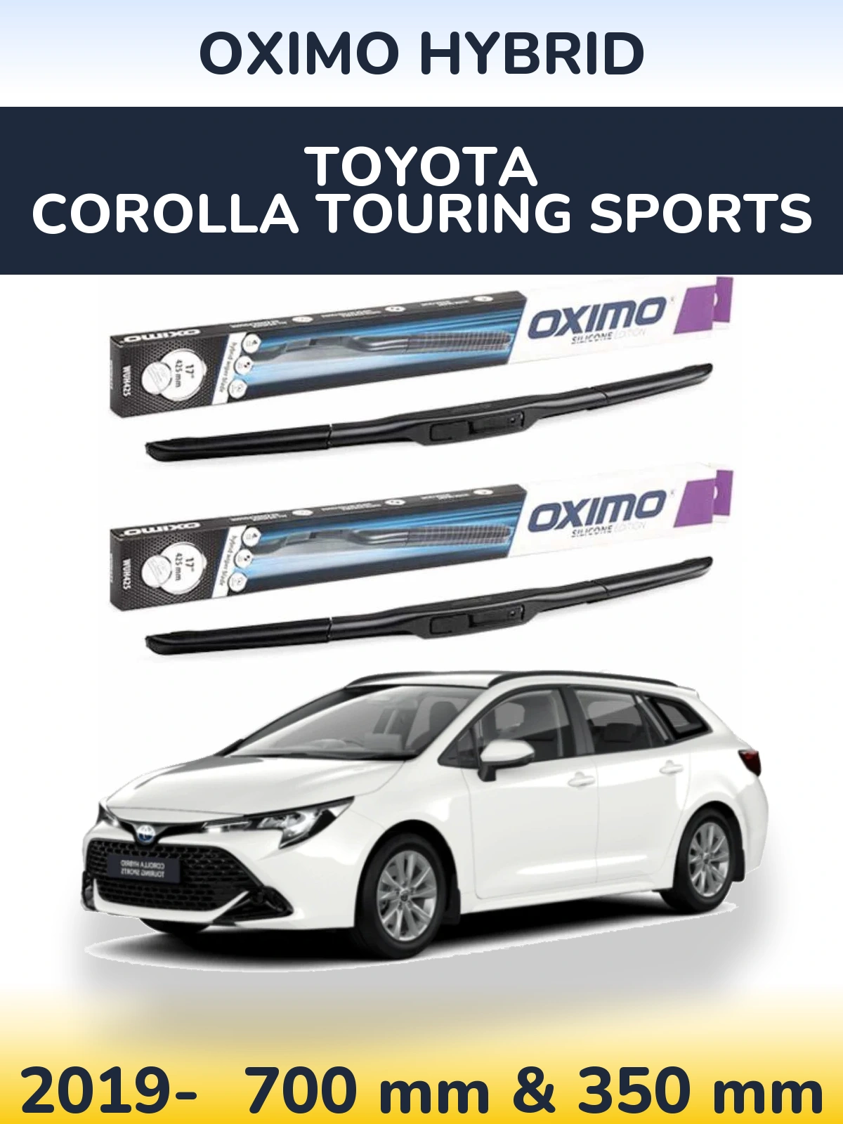 Komplet przednich wycieraczek Oximo Hybrid 700 & 350 mm do Toyota Corolla Touring Sports 2019-2026