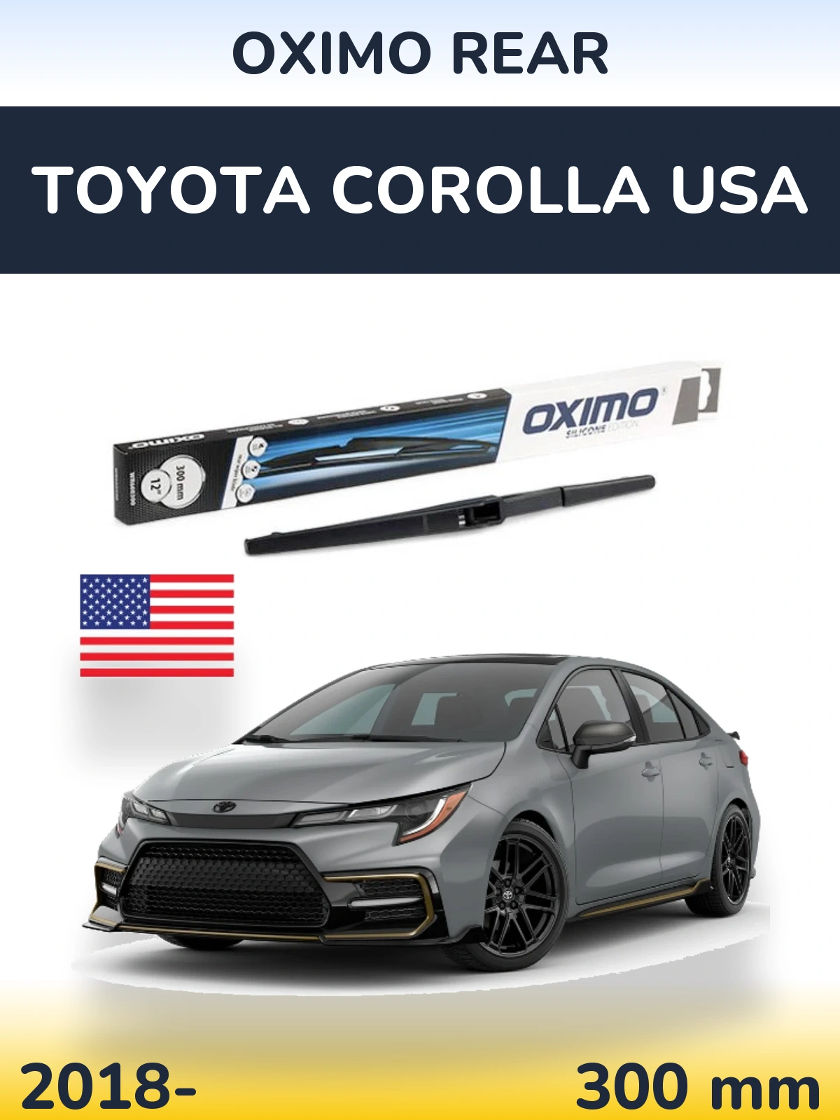 Rear wiper blade Oximo Rear 300 mm for Toyota Corolla USA 2018-2026