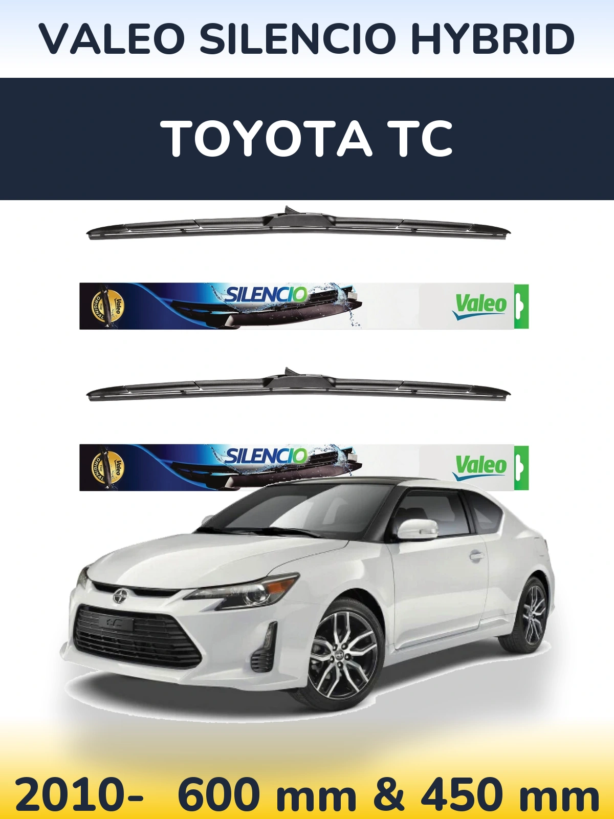 Комплект передних дворников Valeo Silencio Hybrid 600 & 450 мм для Toyota tC 2010-2026