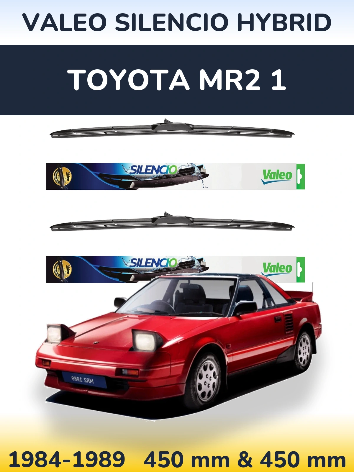 Комплект передних дворников Valeo Silencio Hybrid 450 & 450 мм для Toyota MR2 1 1984-1989