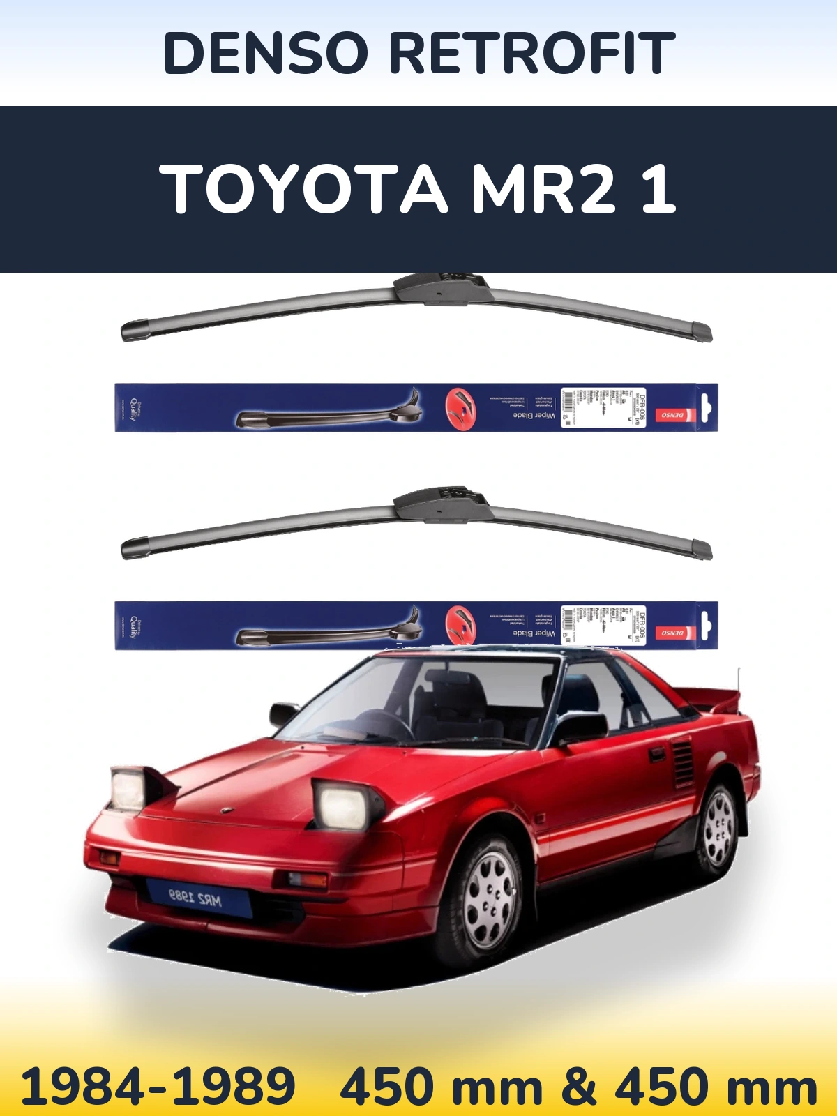 Комплект передних дворников Denso Retrofit 450 & 450 мм для Toyota MR2 1 1984-1989