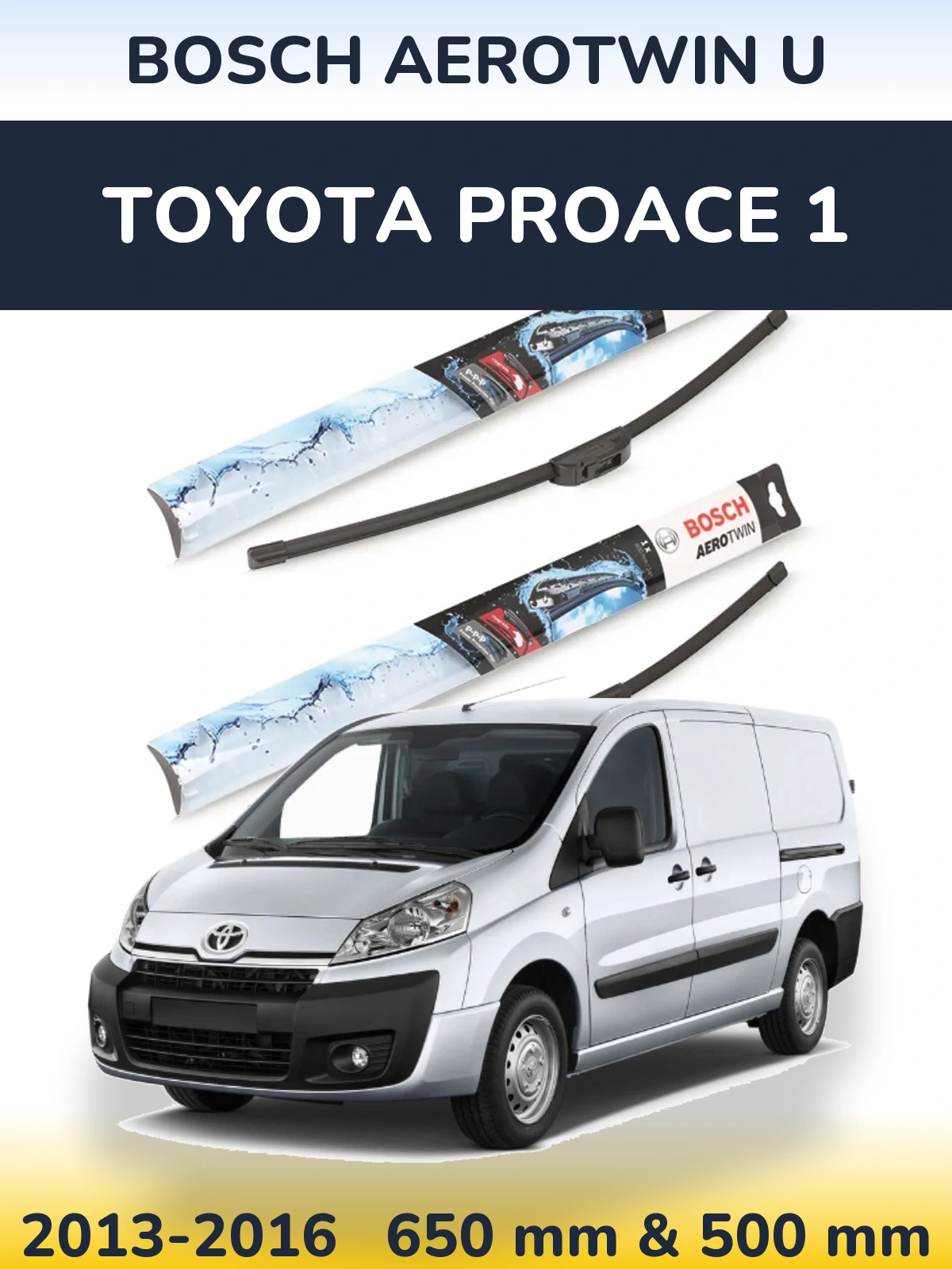 Комплект передних дворников BOSCH AeroTwin U 650 & 500 мм для Toyota ProAce 1 2013-2016
