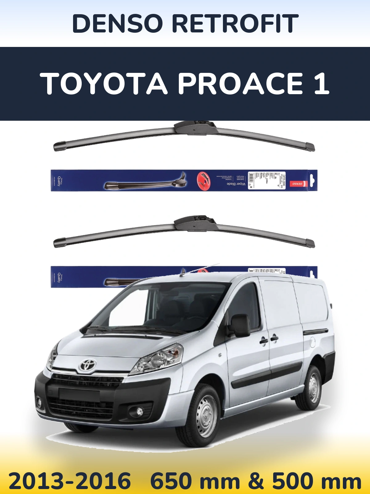 Komplet przednich wycieraczek Denso Retrofit 650 & 500 mm do Toyota ProAce 1 2013-2016