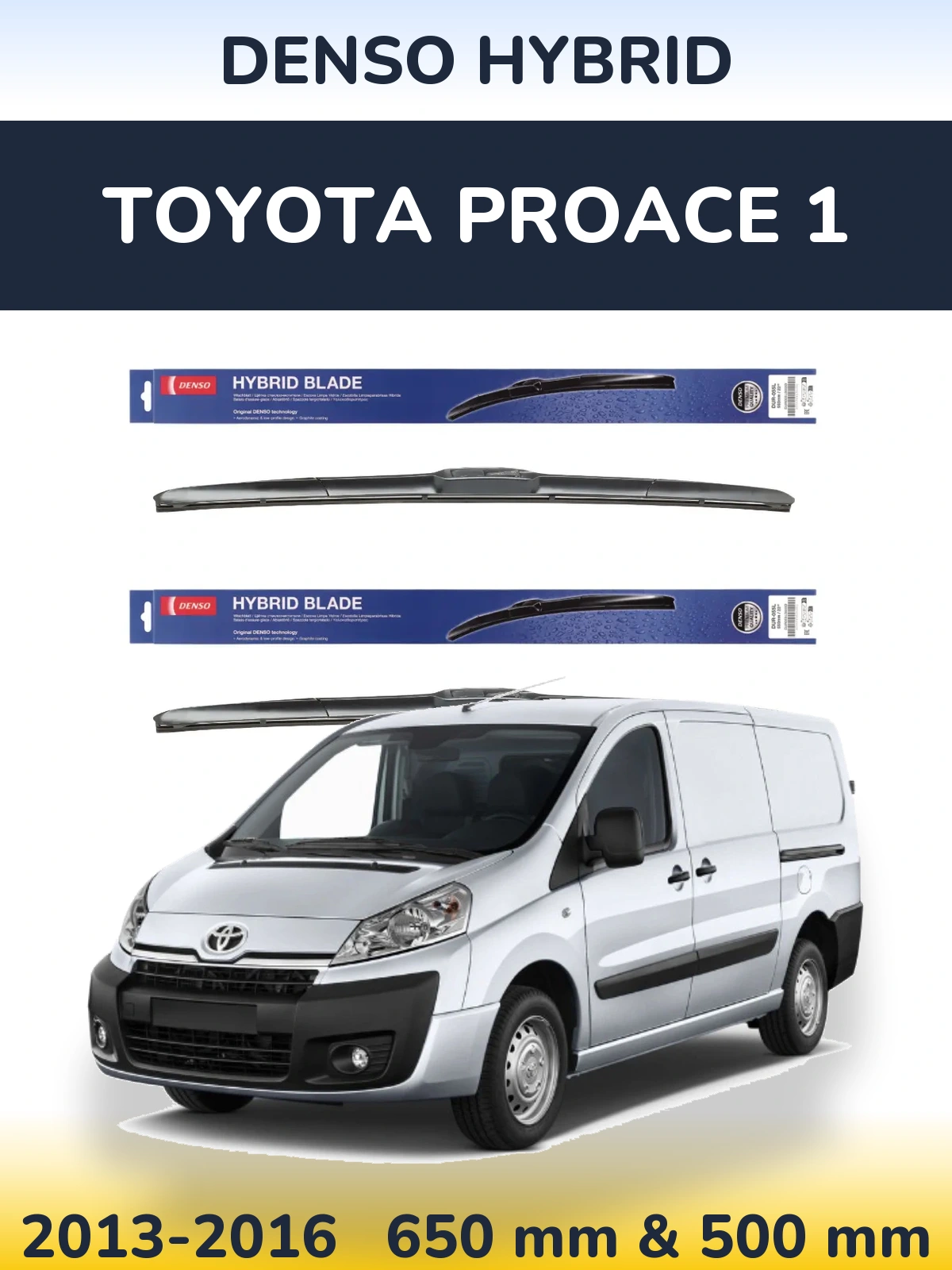 Комплект передних дворников Denso Hybrid 650 & 500 мм для Toyota ProAce 1 2013-2016