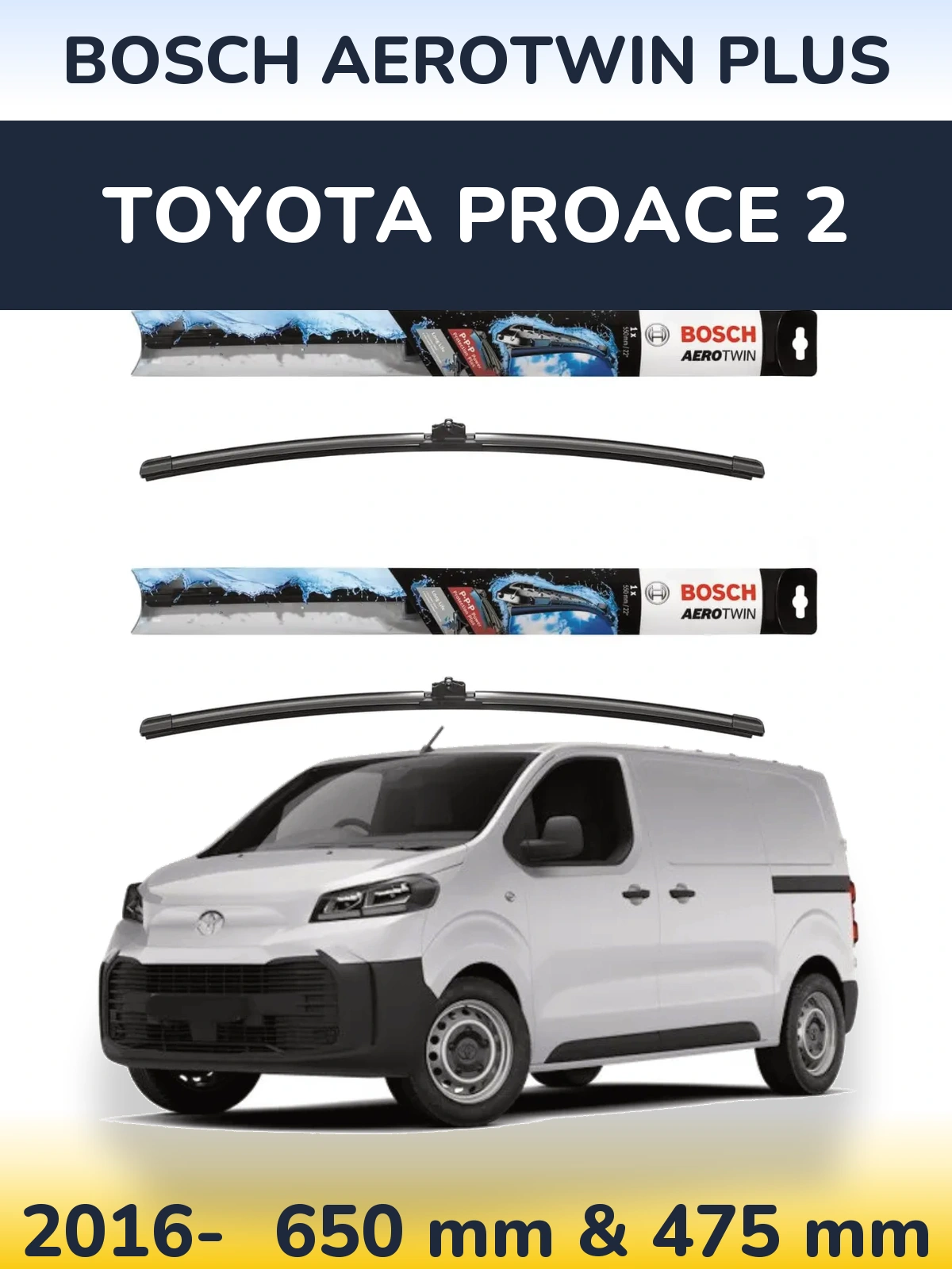 Komplet przednich wycieraczek BOSCH AeroTwin Plus 650 & 475 mm do Toyota ProAce 2 2016-2026