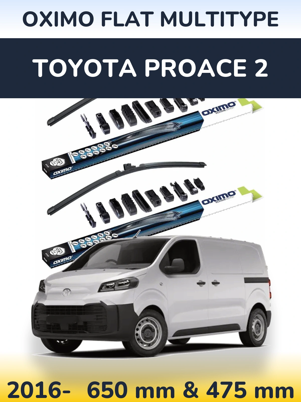 Komplet przednich wycieraczek Oximo Flat MultiType 650 & 475 mm do Toyota ProAce 2 2016-2026