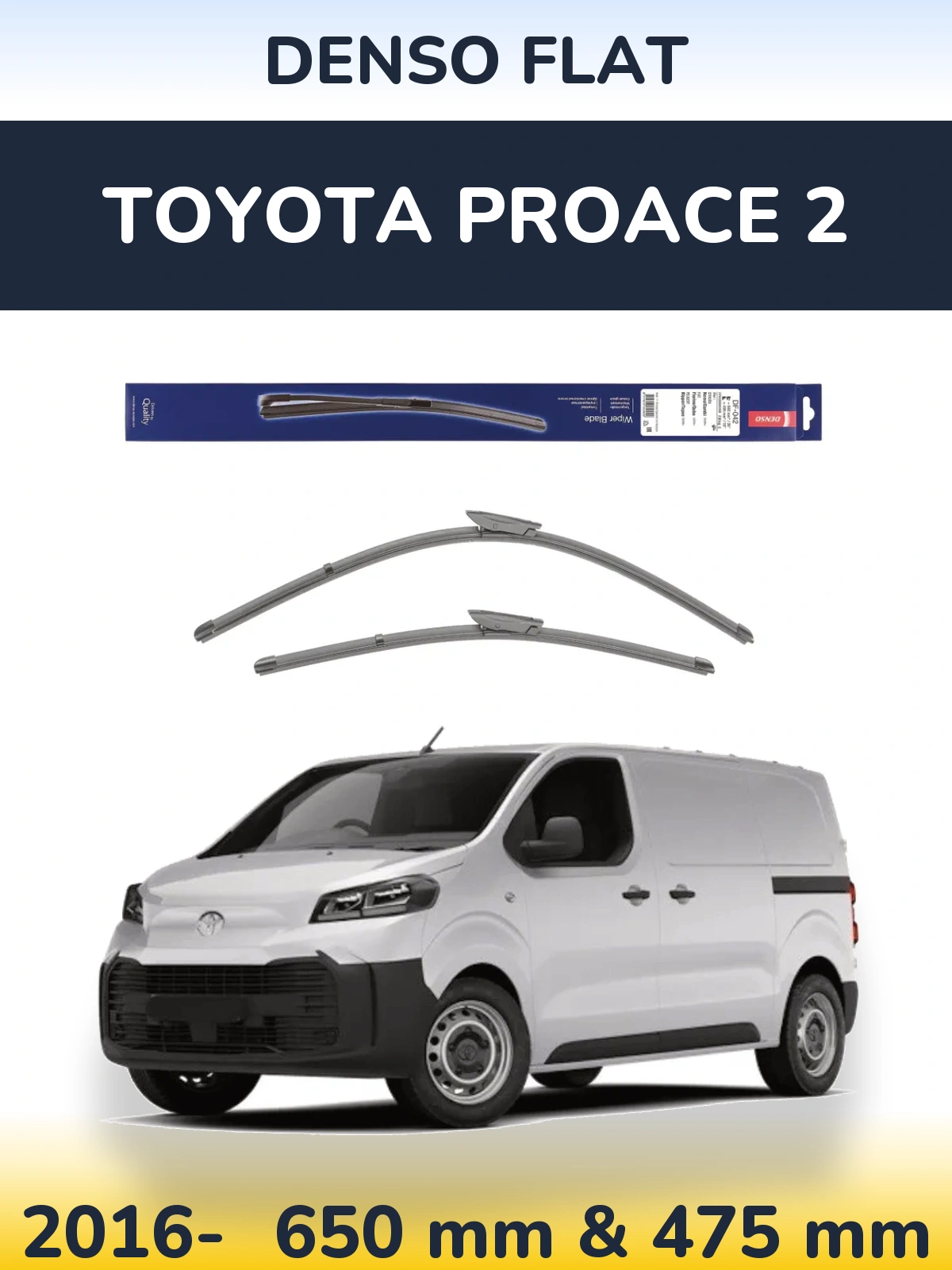 Комплект передних дворников Denso Flat 650 & 450 мм для Toyota ProAce 2 2016-2026