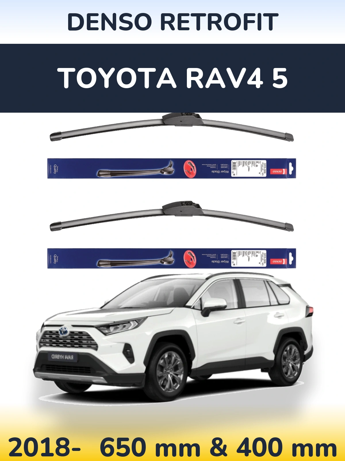 Komplet przednich wycieraczek Denso Retrofit 650 & 400 mm do Toyota RAV4 5 2018-2026