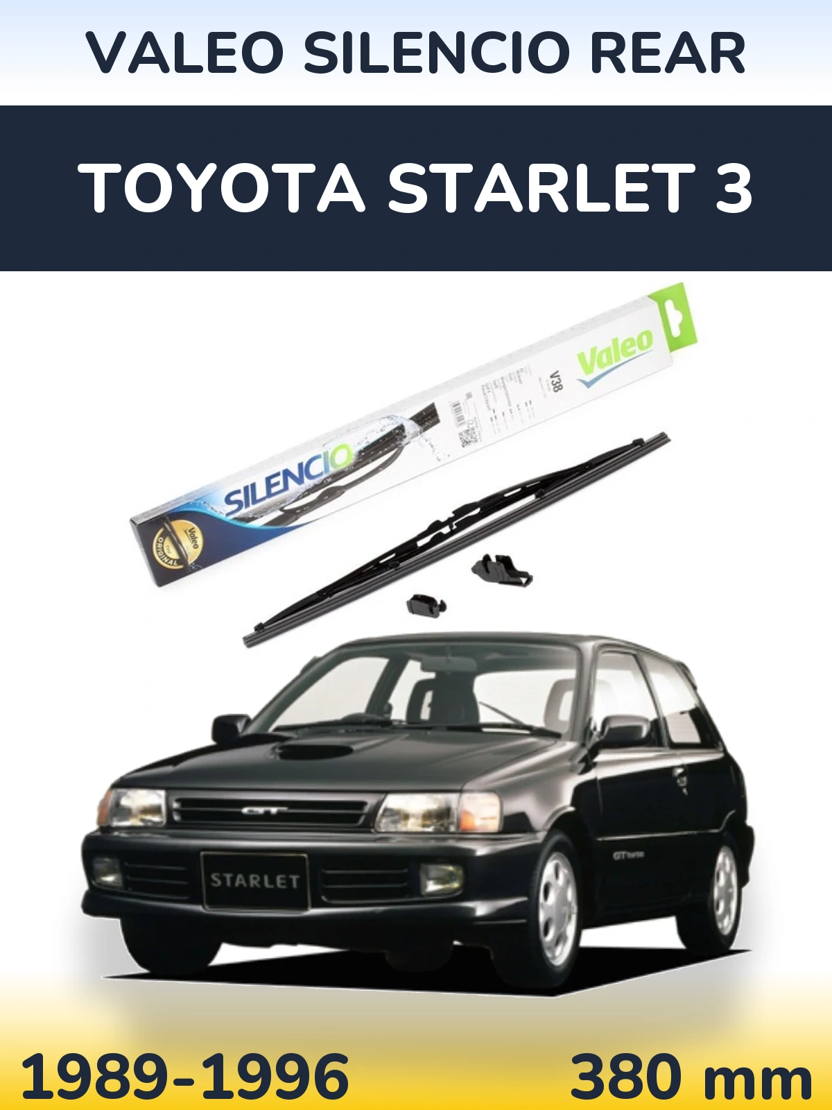 Rear wiper blade Valeo Silencio Rear 380 mm for Toyota Starlet 3 1989-1996