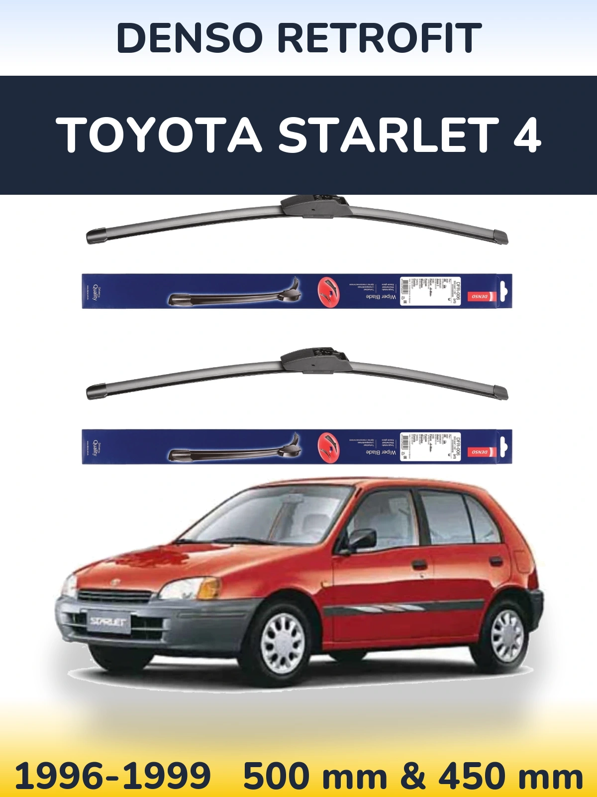 Комплект передних дворников Denso Retrofit 500 & 450 мм для Toyota Starlet 4 1996-1999