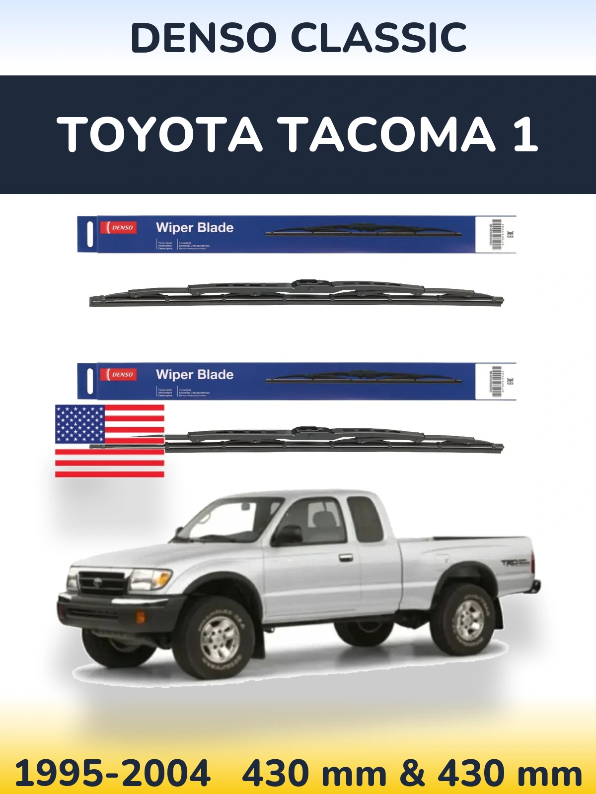 Komplet przednich wycieraczek Denso Classic 430 & 430 mm do Toyota Tacoma 1 1995-2004