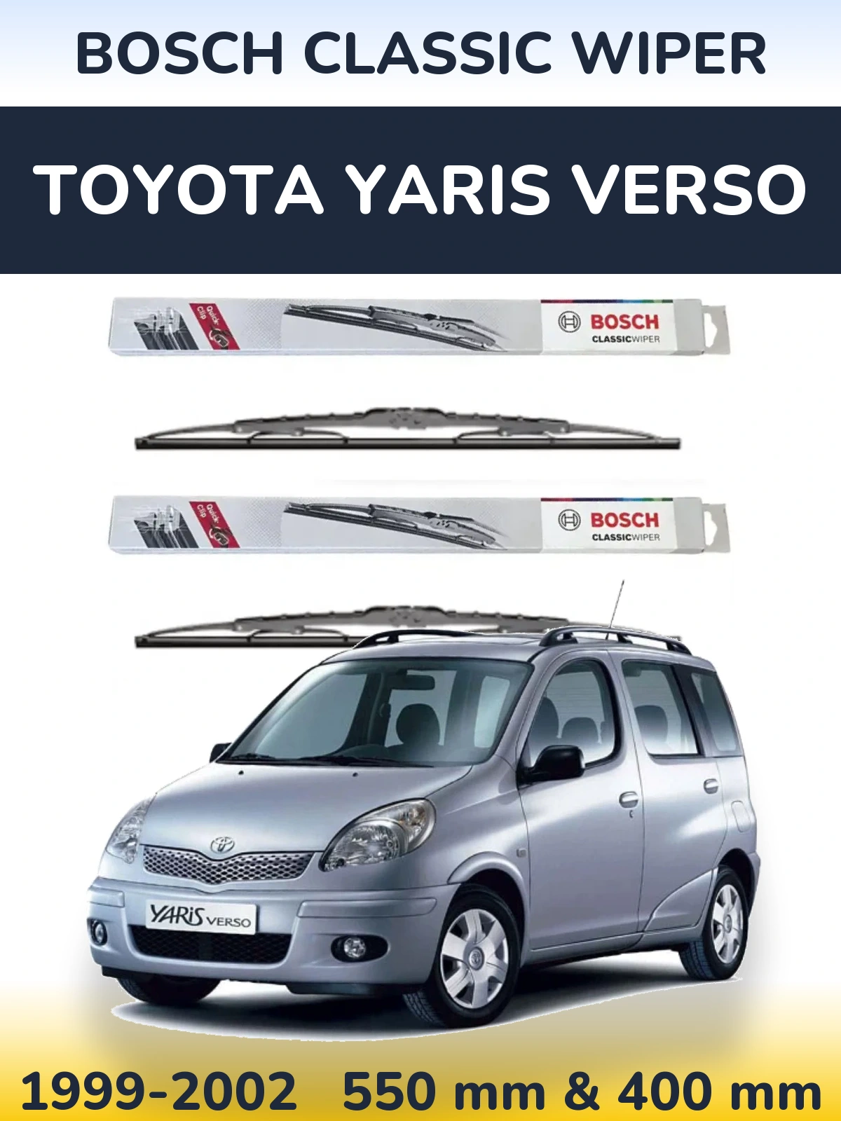 Komplet przednich wycieraczek BOSCH Classic Wiper 550 & 400 mm do Toyota Yaris Verso 1999-2002