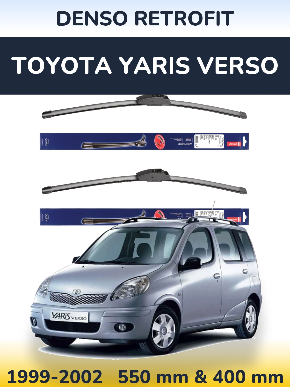 Komplet przednich wycieraczek Denso Retrofit 550 & 400 mm do Toyota Yaris Verso 1999-2002