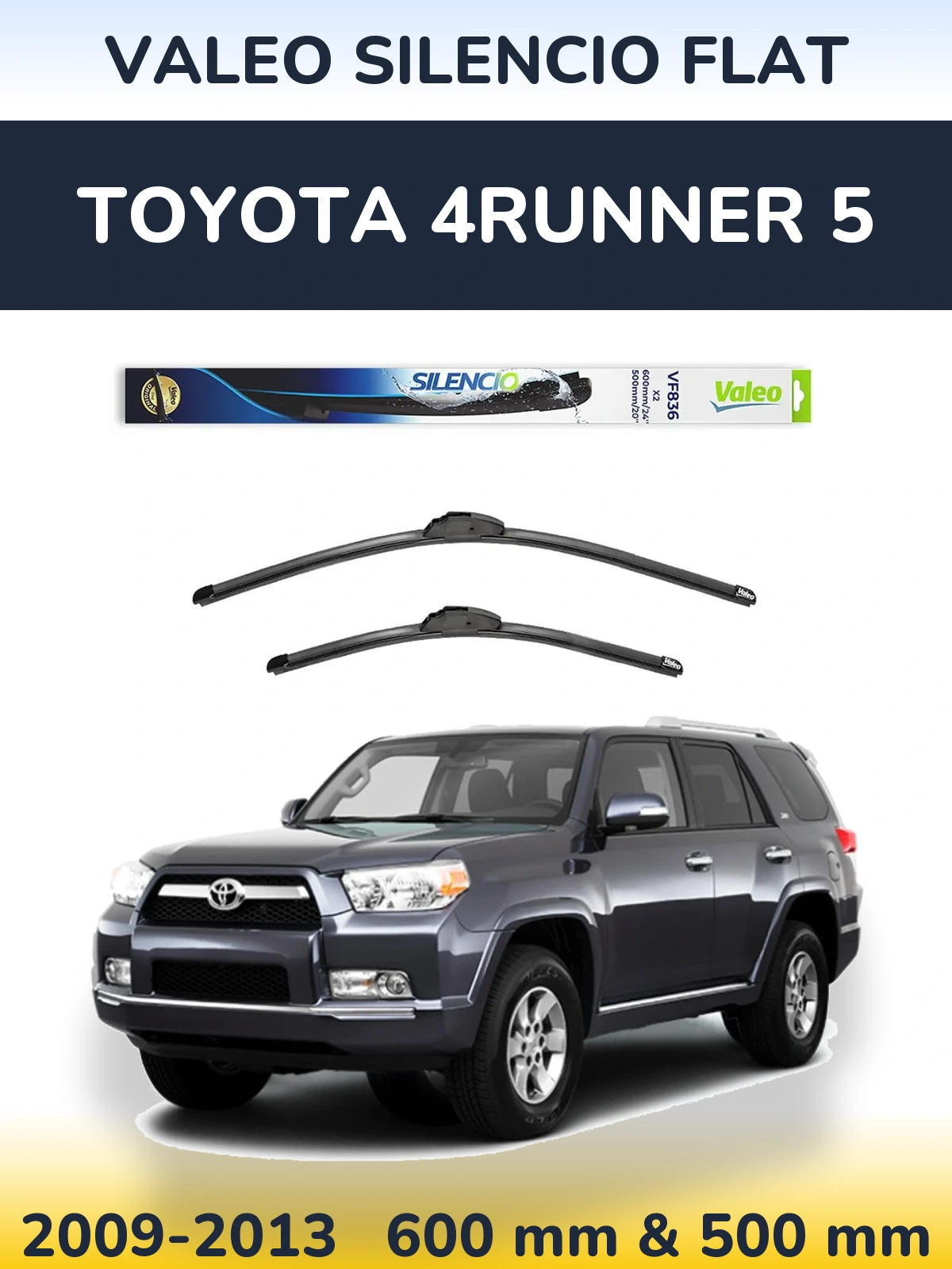 Комплект передних дворников Valeo Silencio Flat 600 & 500 мм для Toyota 4Runner 5 2009-2013