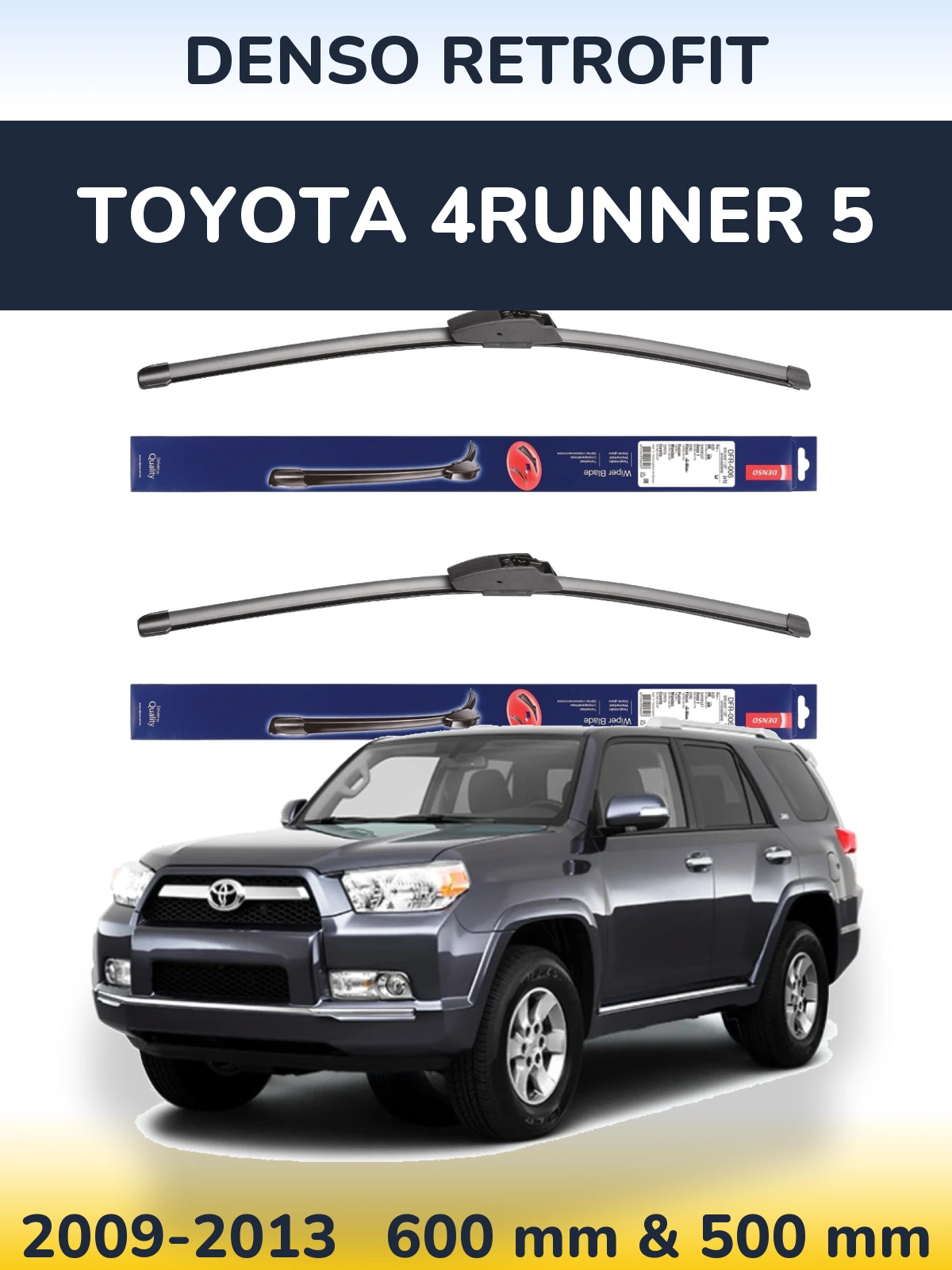 Komplet przednich wycieraczek Denso Retrofit 600 & 500 mm do Toyota 4Runner 5 2009-2013