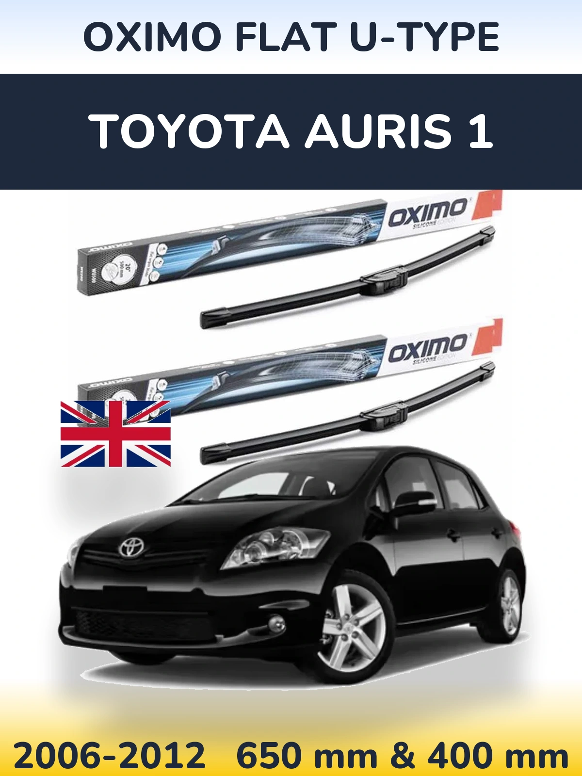 Комплект передних дворников Oximo Flat U-type 650 & 400 мм для Toyota Auris 1 2006-2012