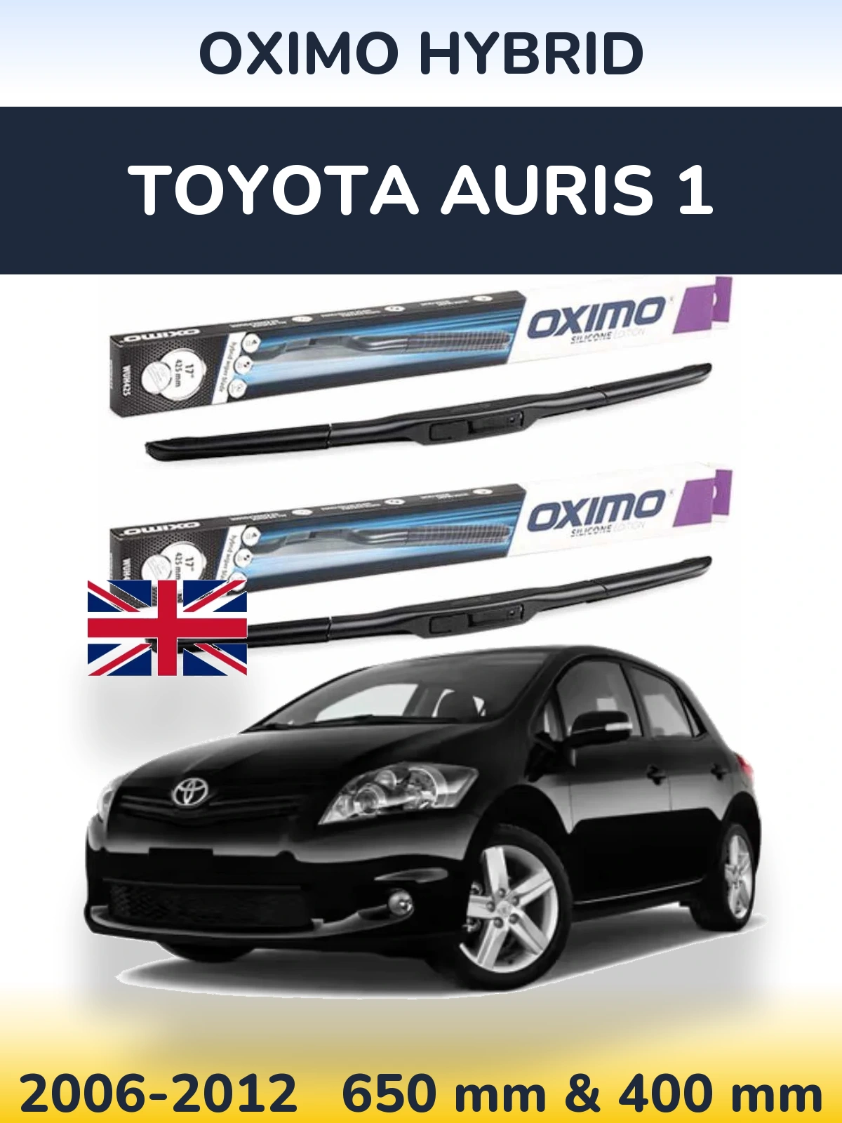 Комплект передних дворников Oximo Hybrid 650 & 400 мм для Toyota Auris 1 2006-2012