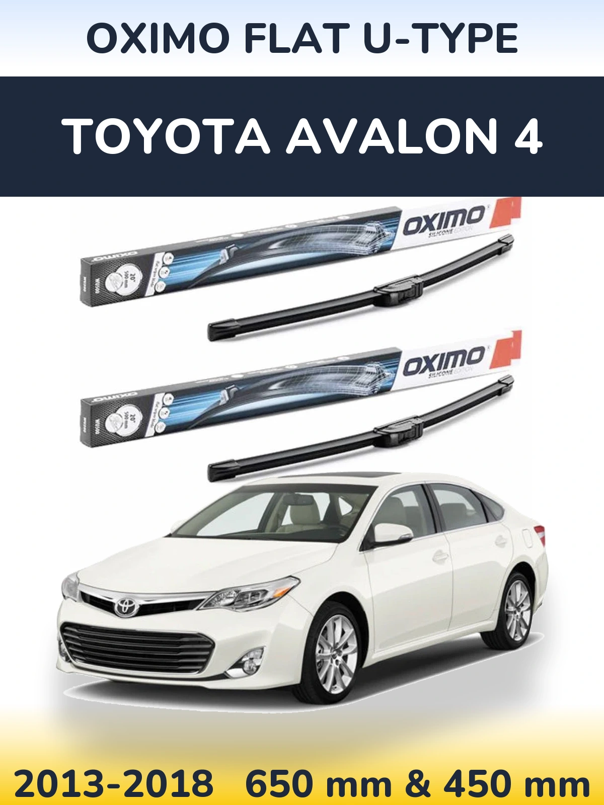 Komplet przednich wycieraczek Oximo Flat U-type 650 & 450 mm do Toyota Avalon 4 2013-2018