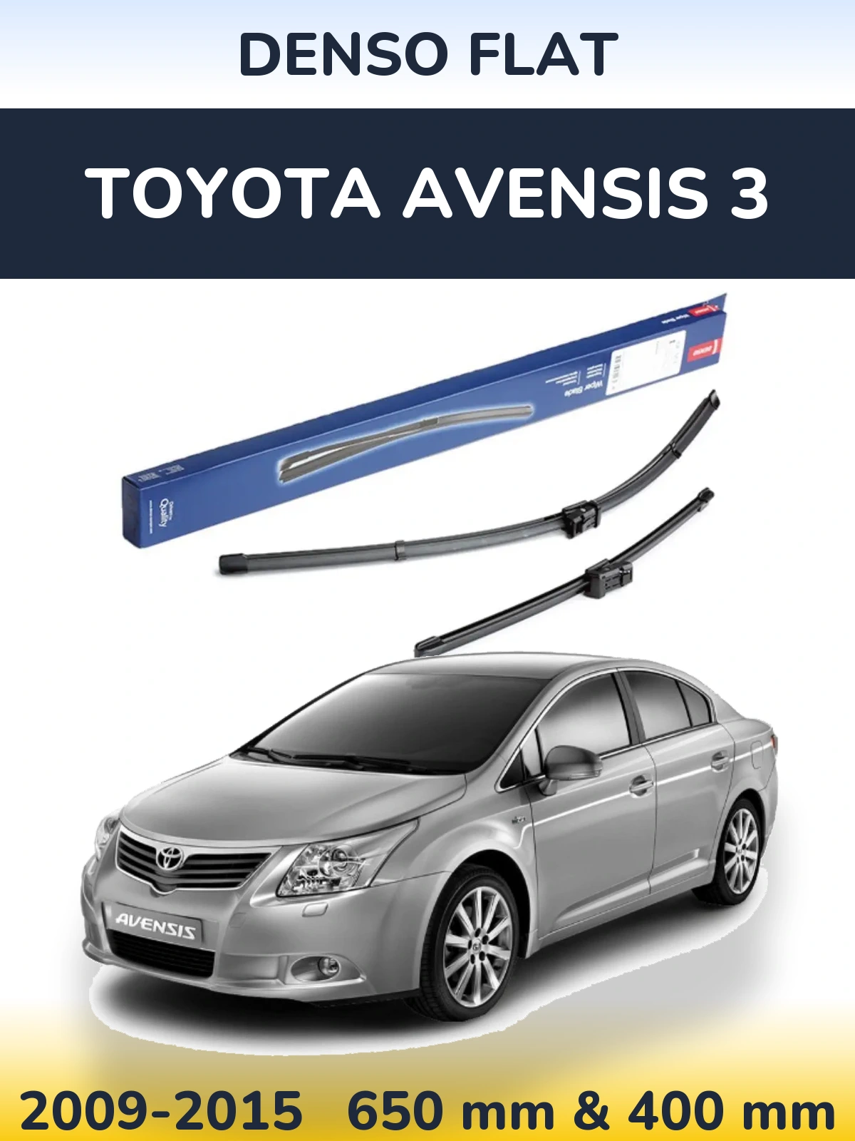 Komplet przednich wycieraczek Denso Flat 650 & 400 mm do Toyota Avensis 3 2009-2015