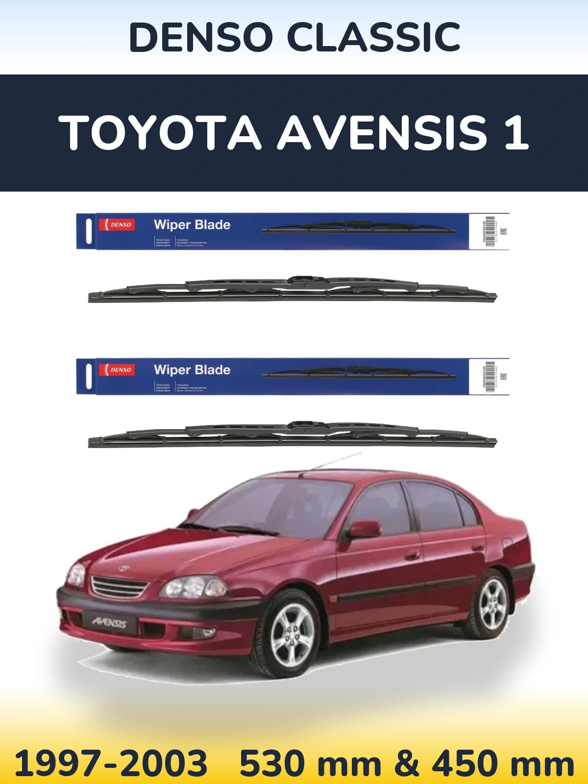 Komplet przednich wycieraczek Denso Classic 530 & 450 mm do Toyota Avensis 1 1997-2003