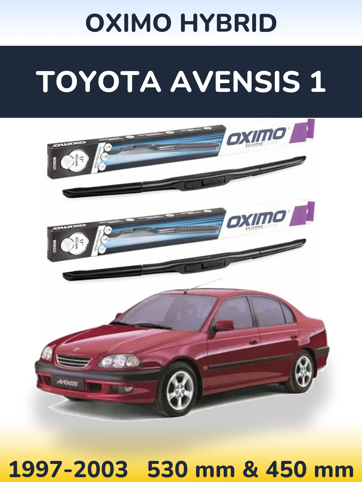 Комплект передних дворников Oximo Hybrid 530 & 450 мм для Toyota Avensis 1 1997-2003