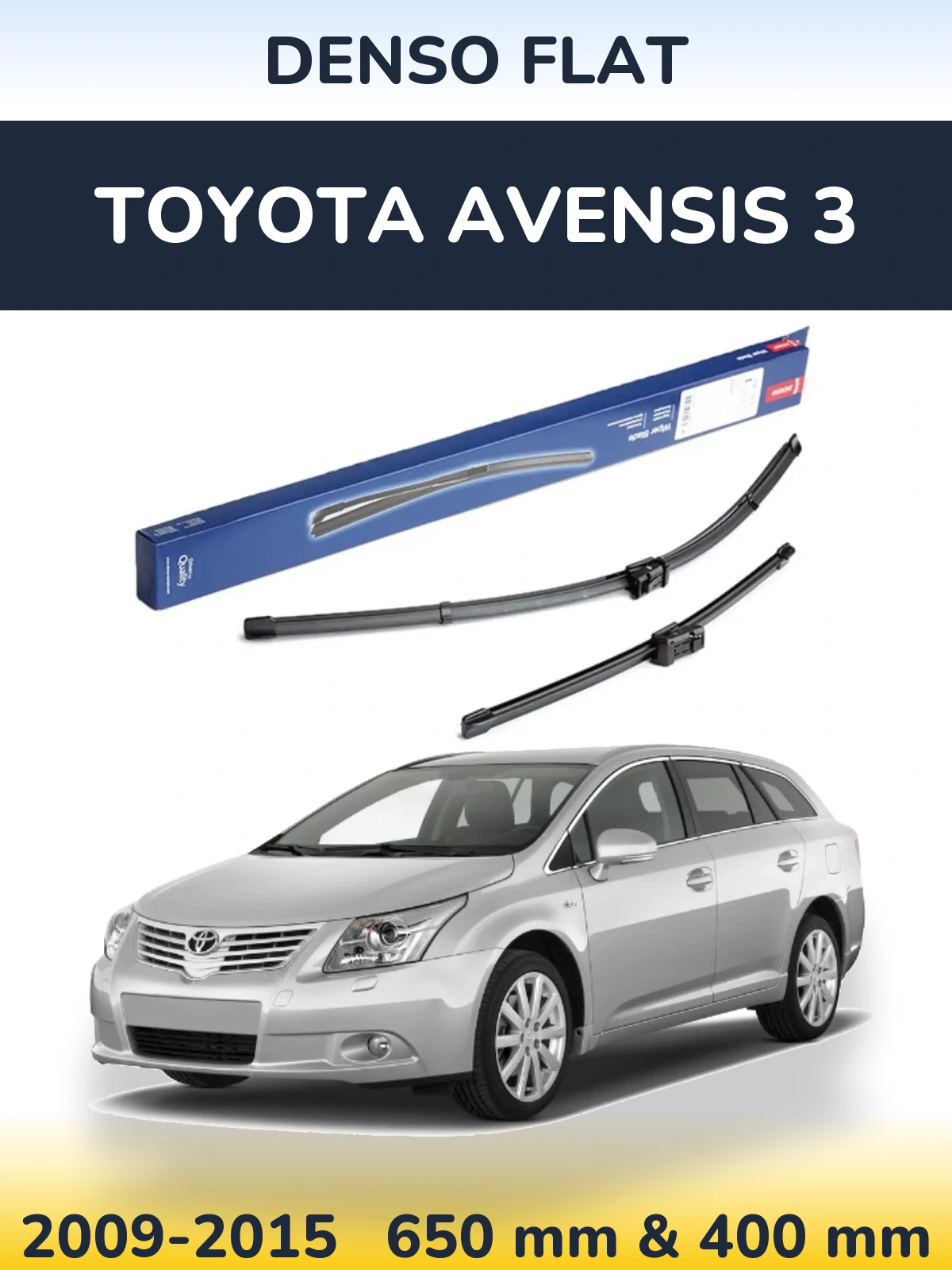 Komplet przednich wycieraczek Denso Flat 650 & 400 mm do Toyota Avensis 3 2009-2015