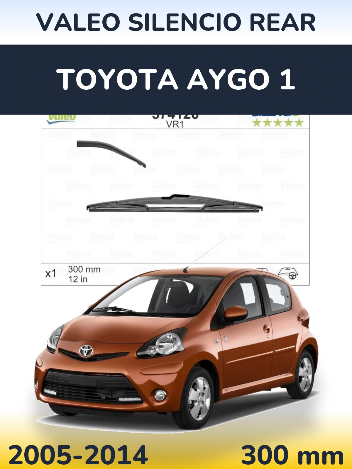 Rear wiper blade Valeo Silencio Rear 300 mm for Toyota Aygo 1 2005-2014