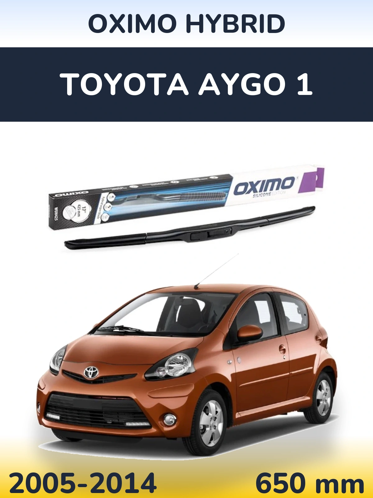 Передний дворник Oximo Hybrid 650 мм для Toyota Aygo 1 2005-2014