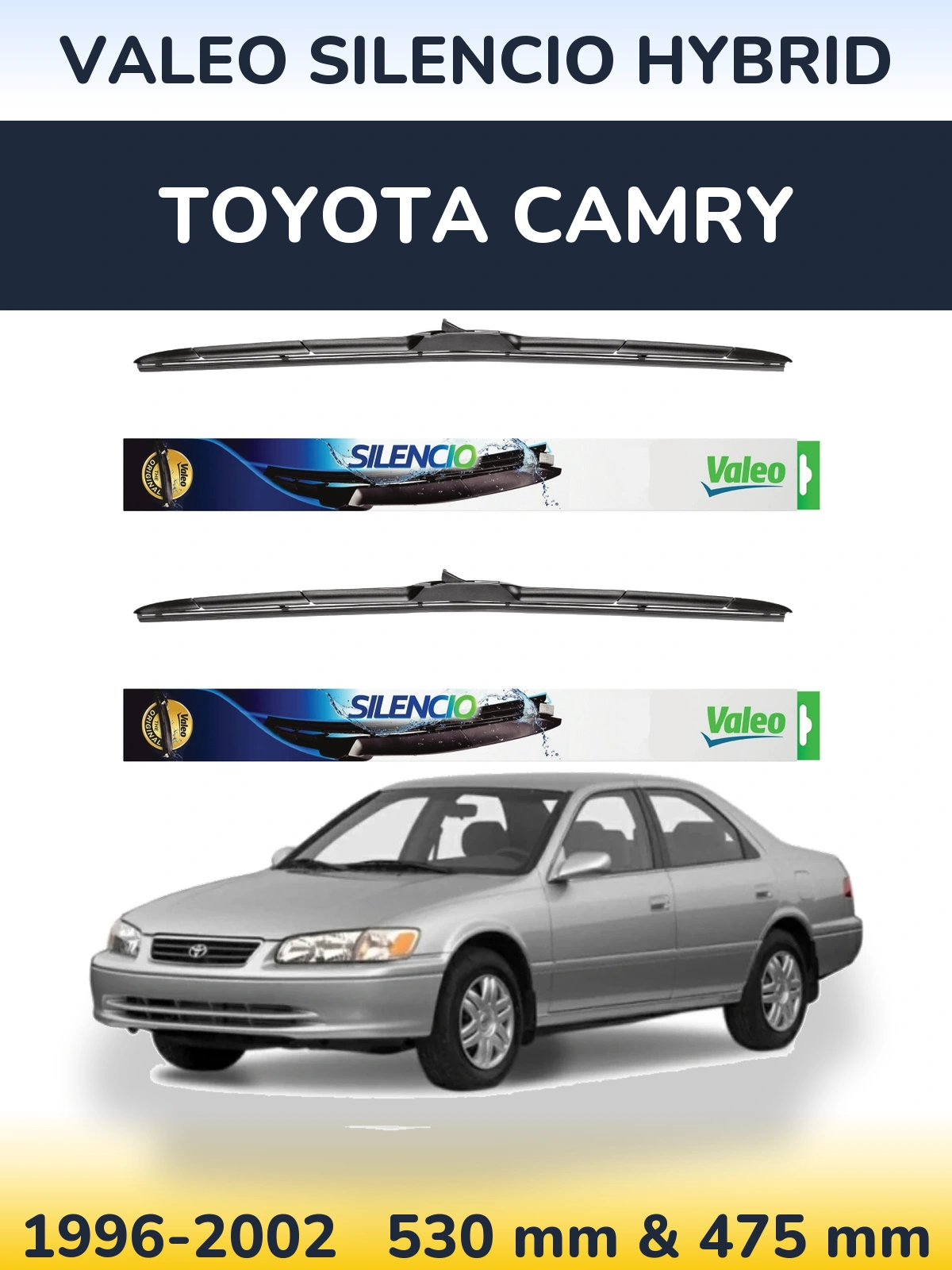 Комплект передних дворников Valeo Silencio Hybrid 530 & 475 мм для Toyota Camry 1996-2002
