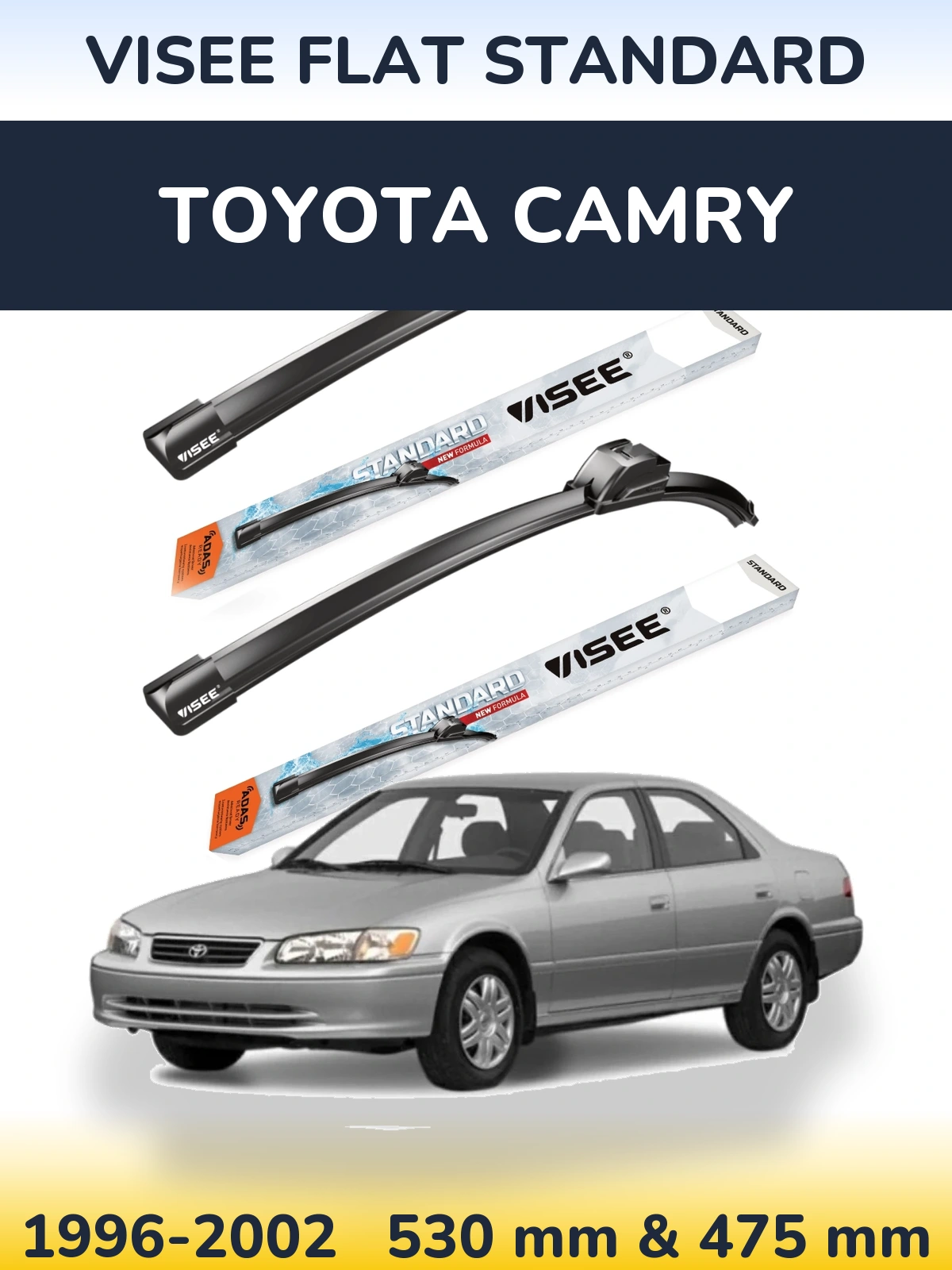 Komplet przednich wycieraczek VISEE FLAT STANDARD 530 & 475 mm do Toyota Camry 1996-2002