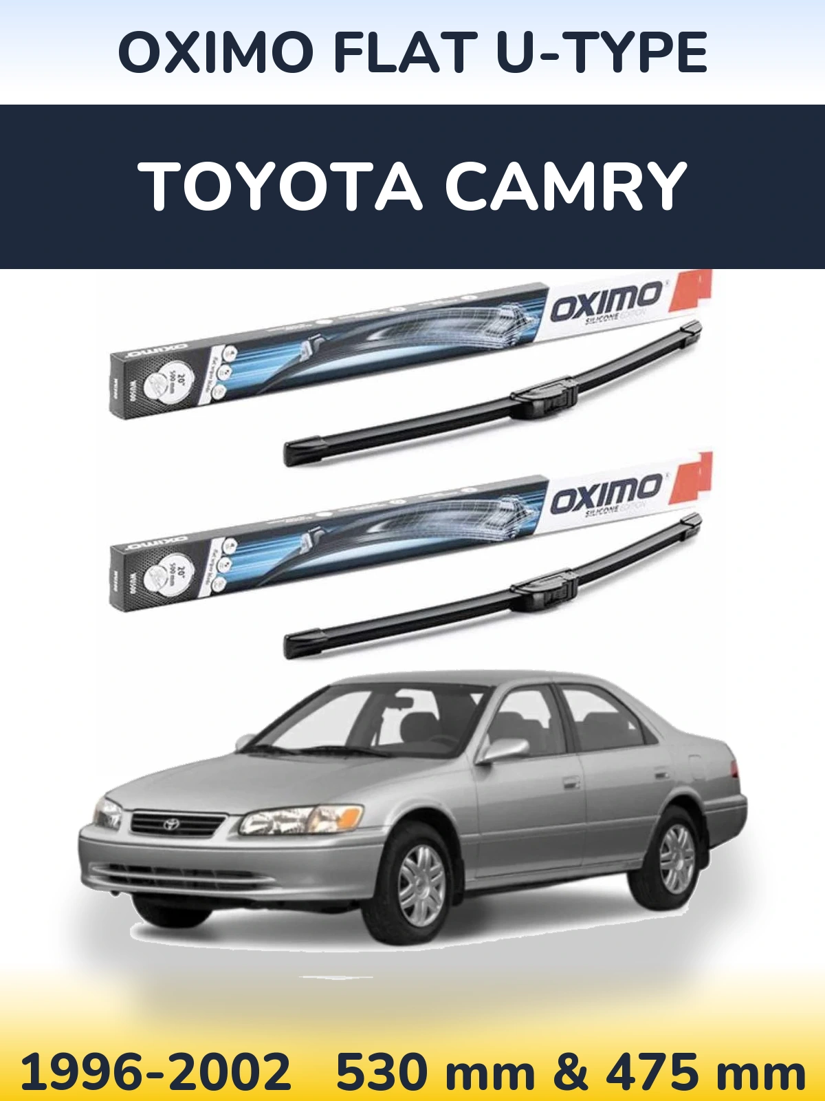 Komplet przednich wycieraczek Oximo Flat U-type 530 & 475 mm do Toyota Camry 1996-2002