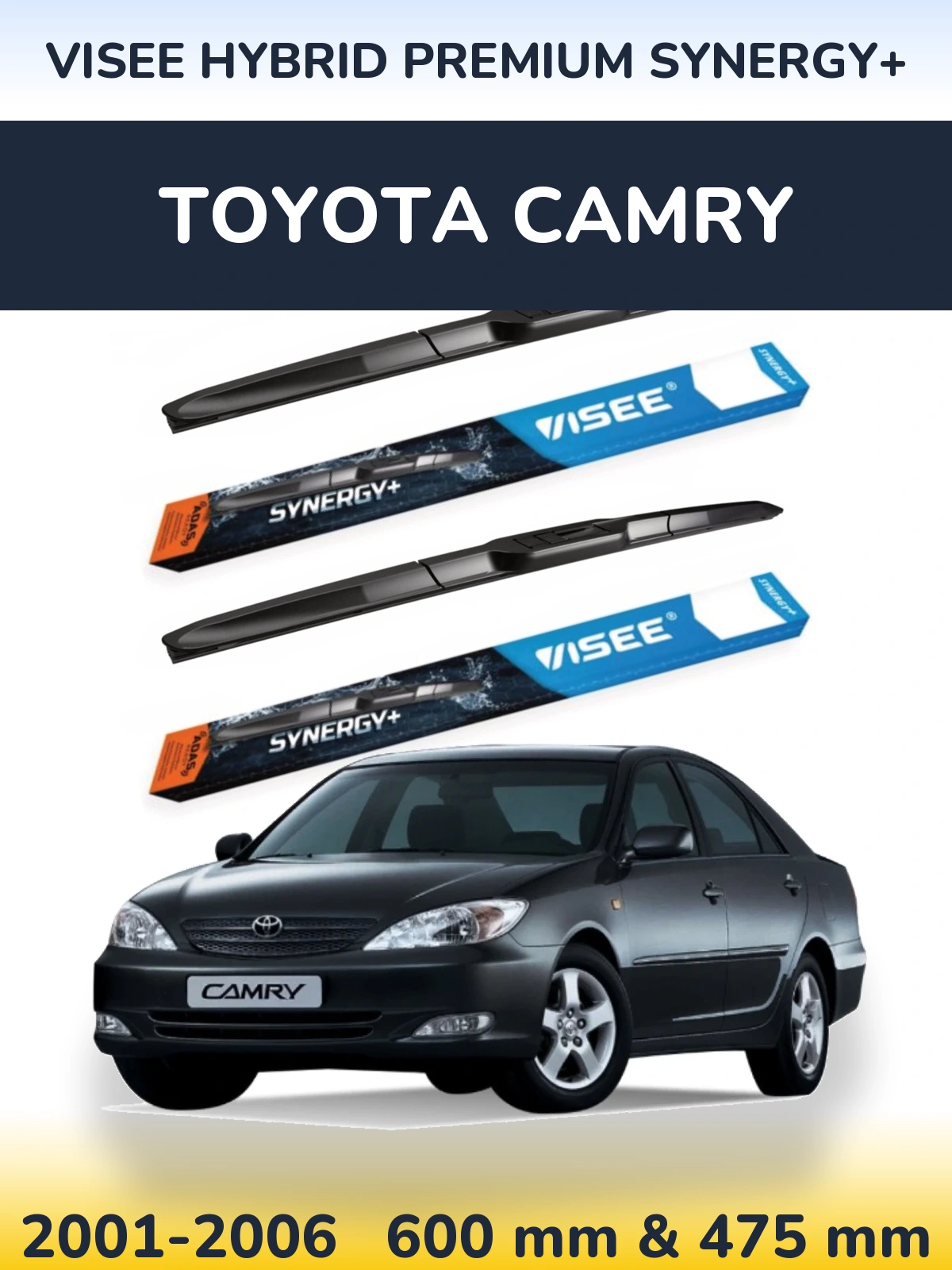 Комплект передних дворников VISEE HYBRID PREMIUM SYNERGY+ 600 & 475 мм для Toyota Camry 2001-2006