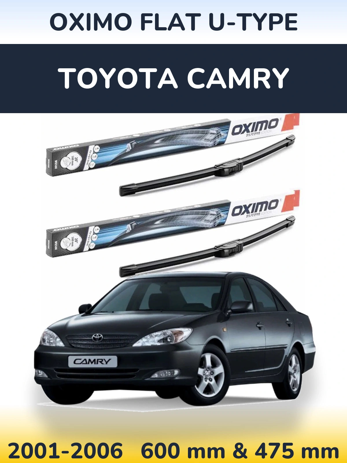 Комплект передних дворников Oximo Flat U-type 600 & 475 мм для Toyota Camry 2001-2006
