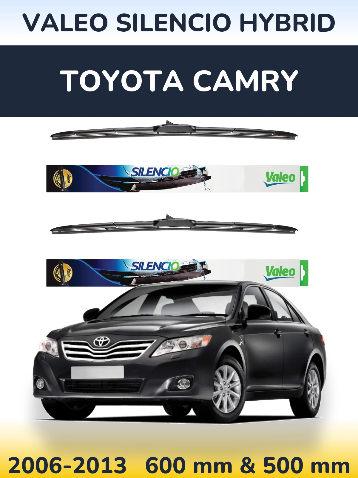 Komplet przednich wycieraczek Valeo Silencio Hybrid 600 & 500 mm do Toyota Camry 2006-2013