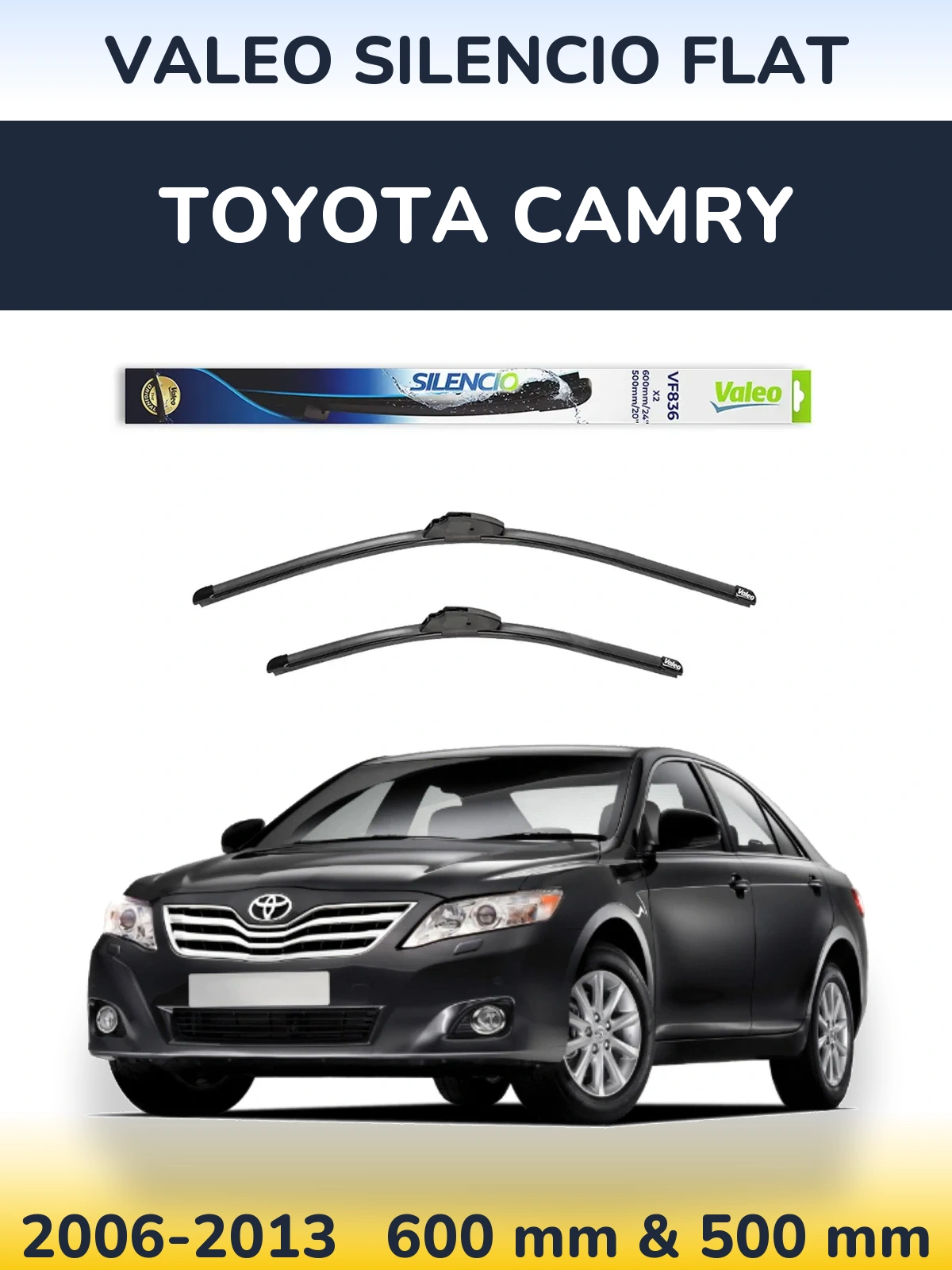 Komplet przednich wycieraczek Valeo Silencio Flat 600 & 500 mm do Toyota Camry 2006-2013