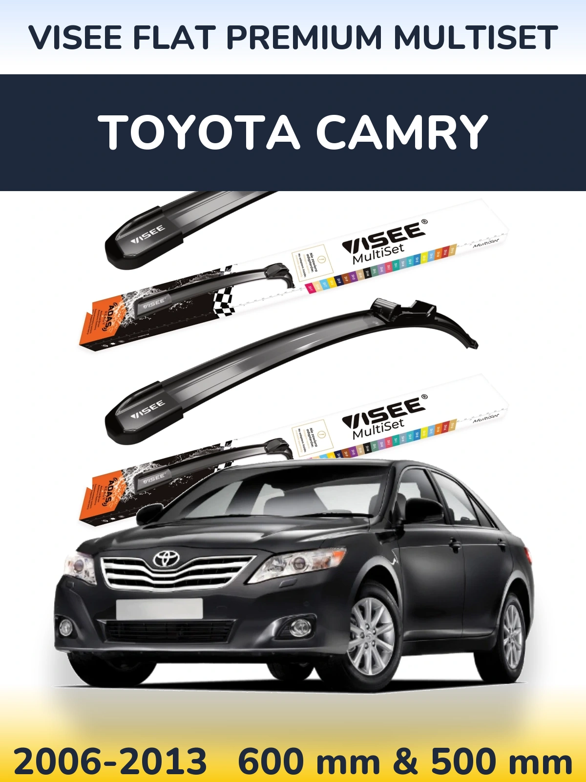 Komplet przednich wycieraczek VISEE FLAT PREMIUM MultiSet 600 & 500 mm do Toyota Camry 2006-2013