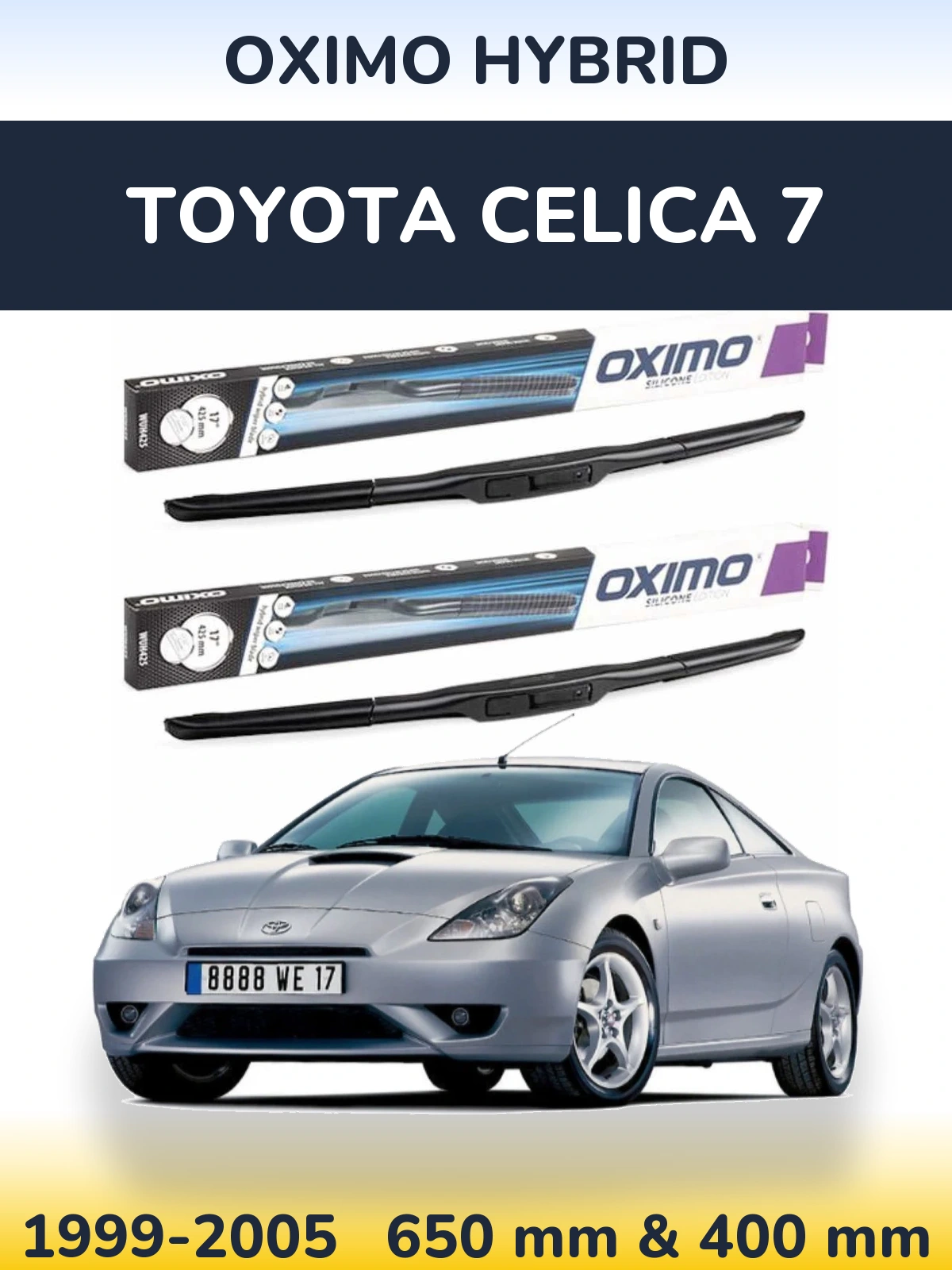 Комплект передних дворников Oximo Hybrid 650 & 400 мм для Toyota Celica 7 1999-2005