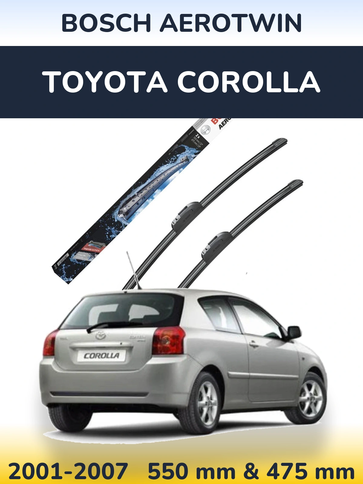 Комплект передних дворников BOSCH AeroTwin 550 & 475 мм для Toyota Corolla 2001-2007