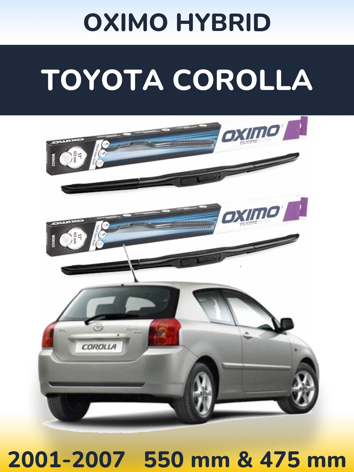 Komplet przednich wycieraczek Oximo Hybrid 550 & 475 mm do Toyota Corolla 2001-2007