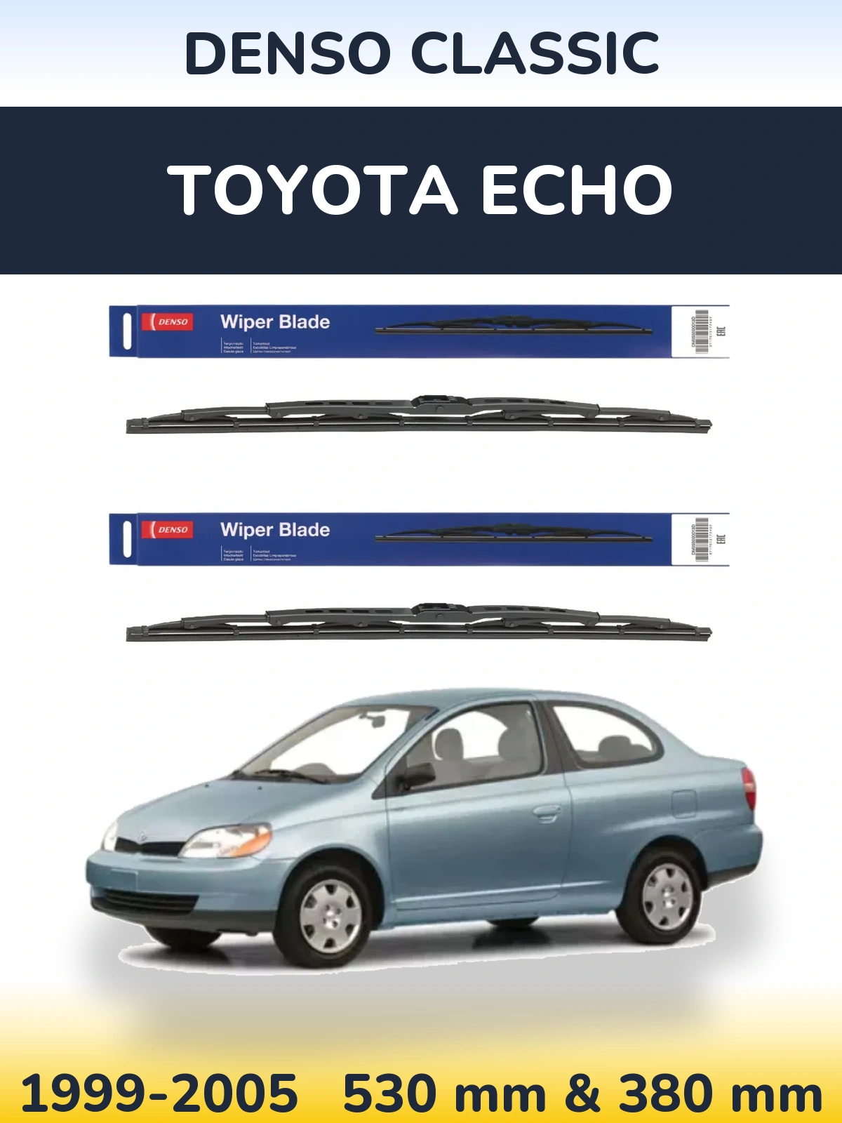 Комплект передних дворников Denso Classic 530 & 380 мм для Toyota Echo 1999-2005
