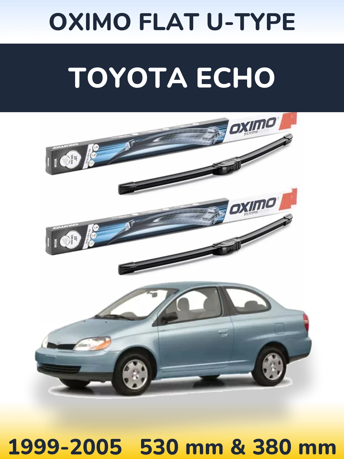 Комплект передних дворников Oximo Flat U-type 530 & 380 мм для Toyota Echo 1999-2005