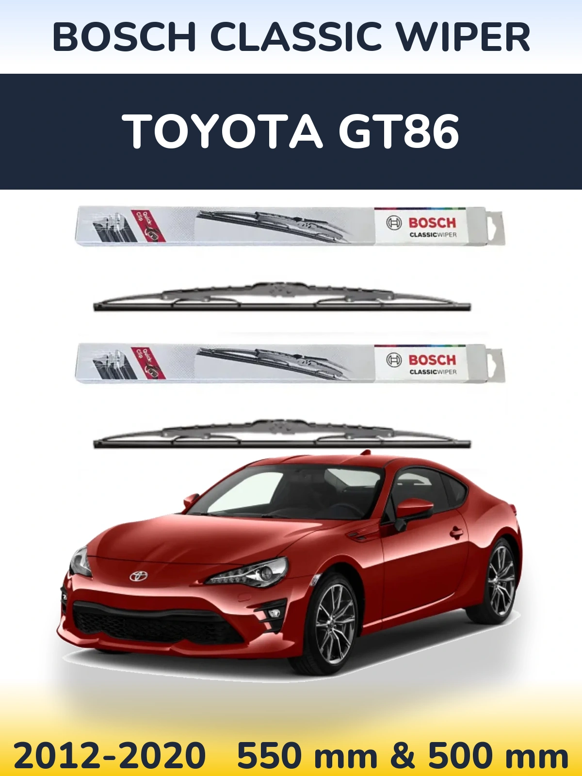 Komplet przednich wycieraczek BOSCH Classic Wiper 550 & 500 mm do Toyota GT86 2012-2020