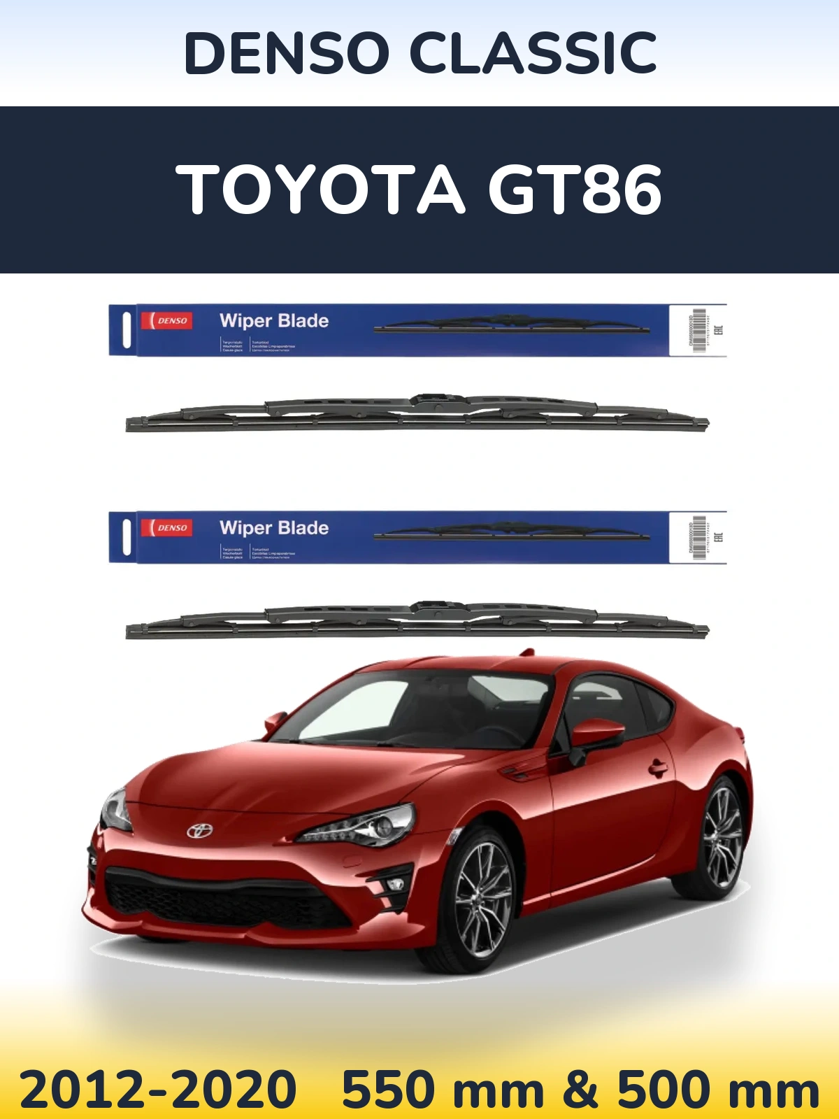 Komplet przednich wycieraczek Denso Classic 550 & 500 mm do Toyota GT86 2012-2020